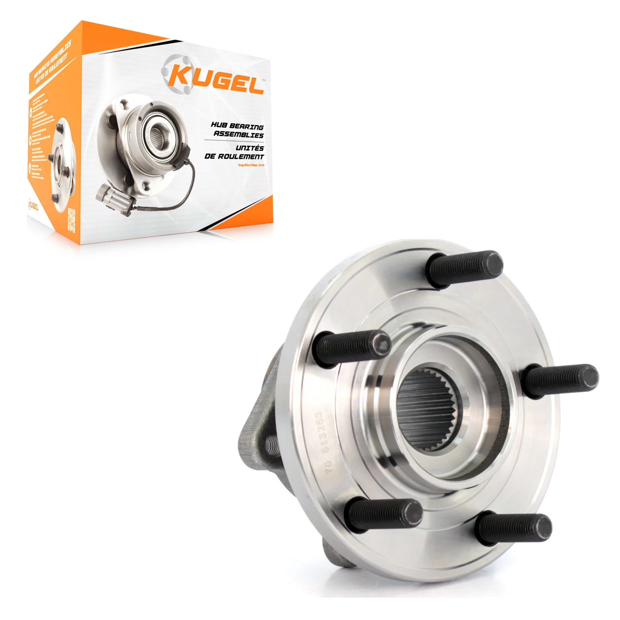 Kugel 70-513263 Wheel Bearing and Hub Assembly for 2007-2014 Chrysler 200, Dodge Avenger, Dodge Caliber - Front