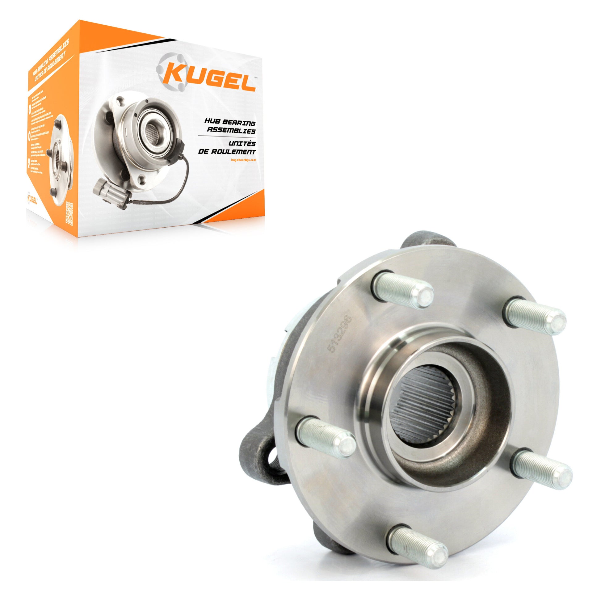 Kugel 70-513296 Wheel Bearing and Hub Assembly for 2007-2023 INFINITI QX50, Nissan Maxima, Nissan Murano - Front