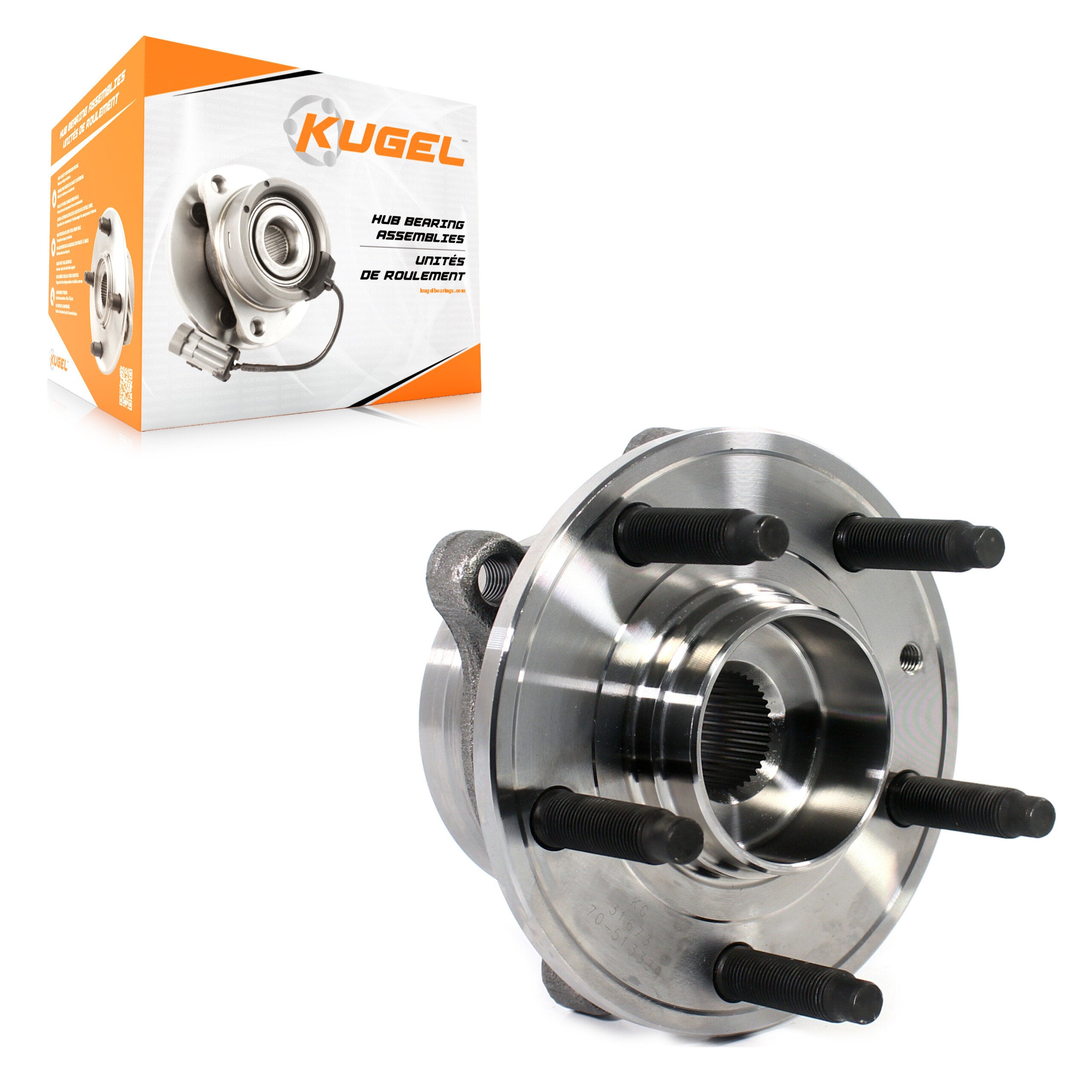 Kugel 70-513339 Wheel Bearing and Hub Assembly for 2013-2019 Ford Special Service Police Sedan, Ford Police Interceptor Sedan, Ford Taurus - Front