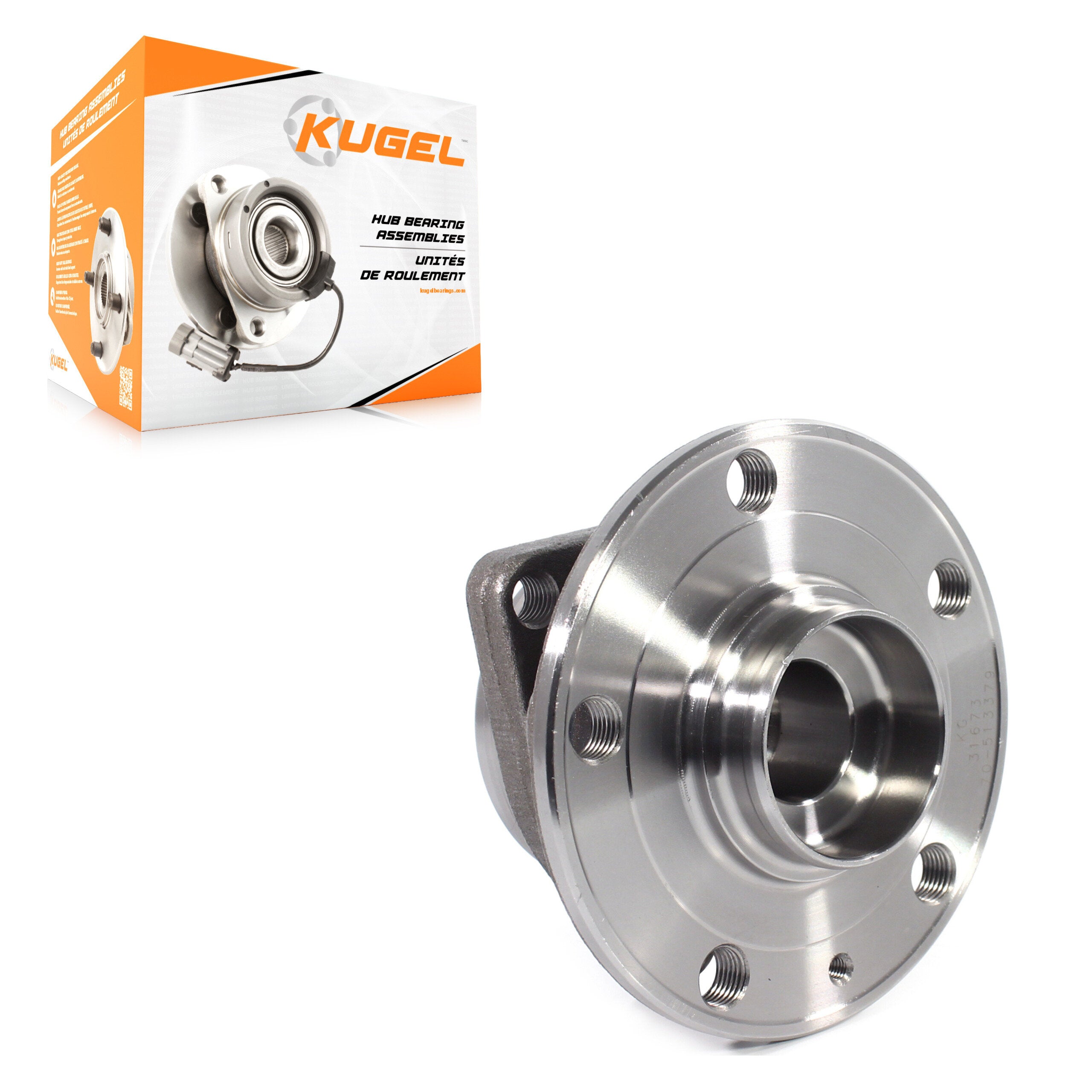 Kugel 70-513379 Wheel Bearing and Hub Assembly for 2015-2024 Volkswagen Taos, Volkswagen Tiguan, Audi A3 Quattro - Rear, Front