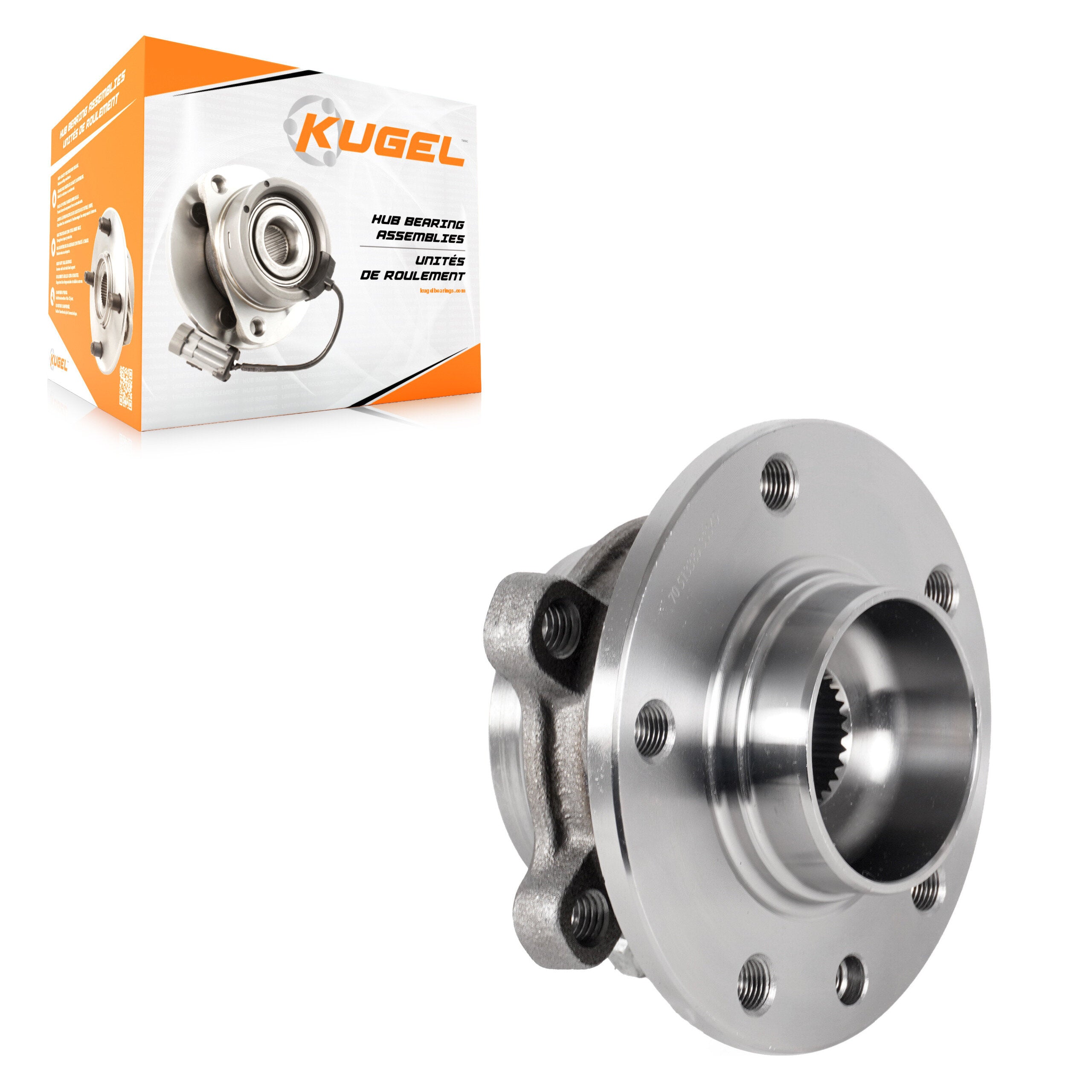 Kugel 70-513389 Wheel Bearing and Hub Assembly for 2015-2023 Jeep Compass, Fiat 500X, Jeep Renegade - Rear, Front