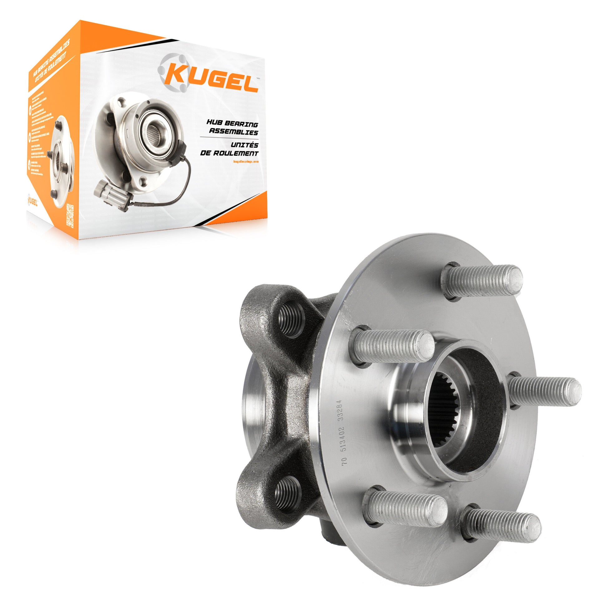 Kugel 70-513402 Wheel Bearing and Hub Assembly for 2016-2024 Toyota Corolla, Toyota Prius AWD-e, Toyota Prius Prime - Front