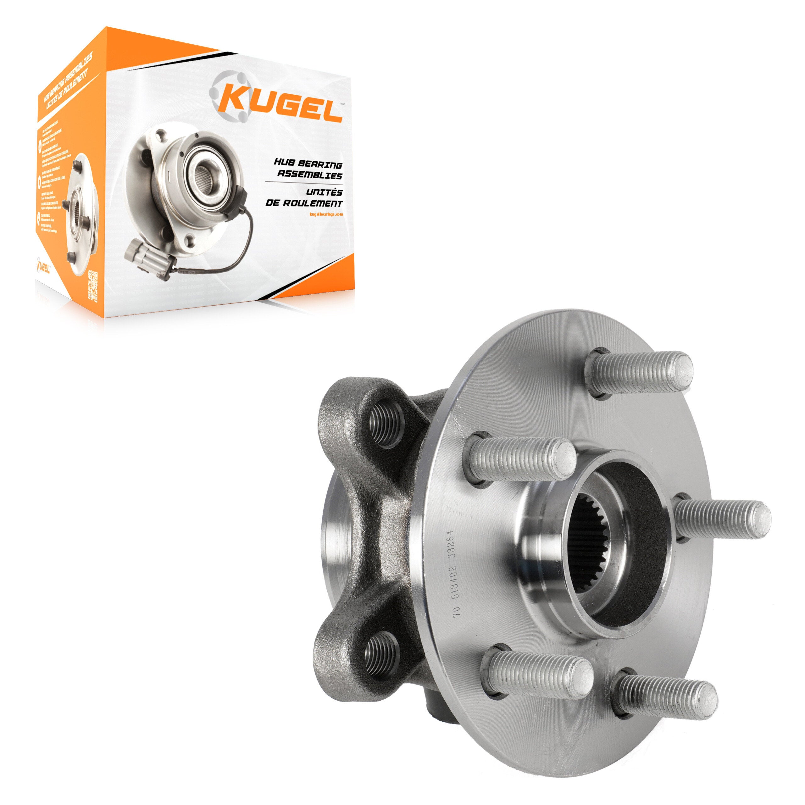 Kugel 70-513402 Wheel Bearing and Hub Assembly for 2016-2024 Toyota Corolla, Toyota Prius AWD-e, Toyota Prius Prime - Front