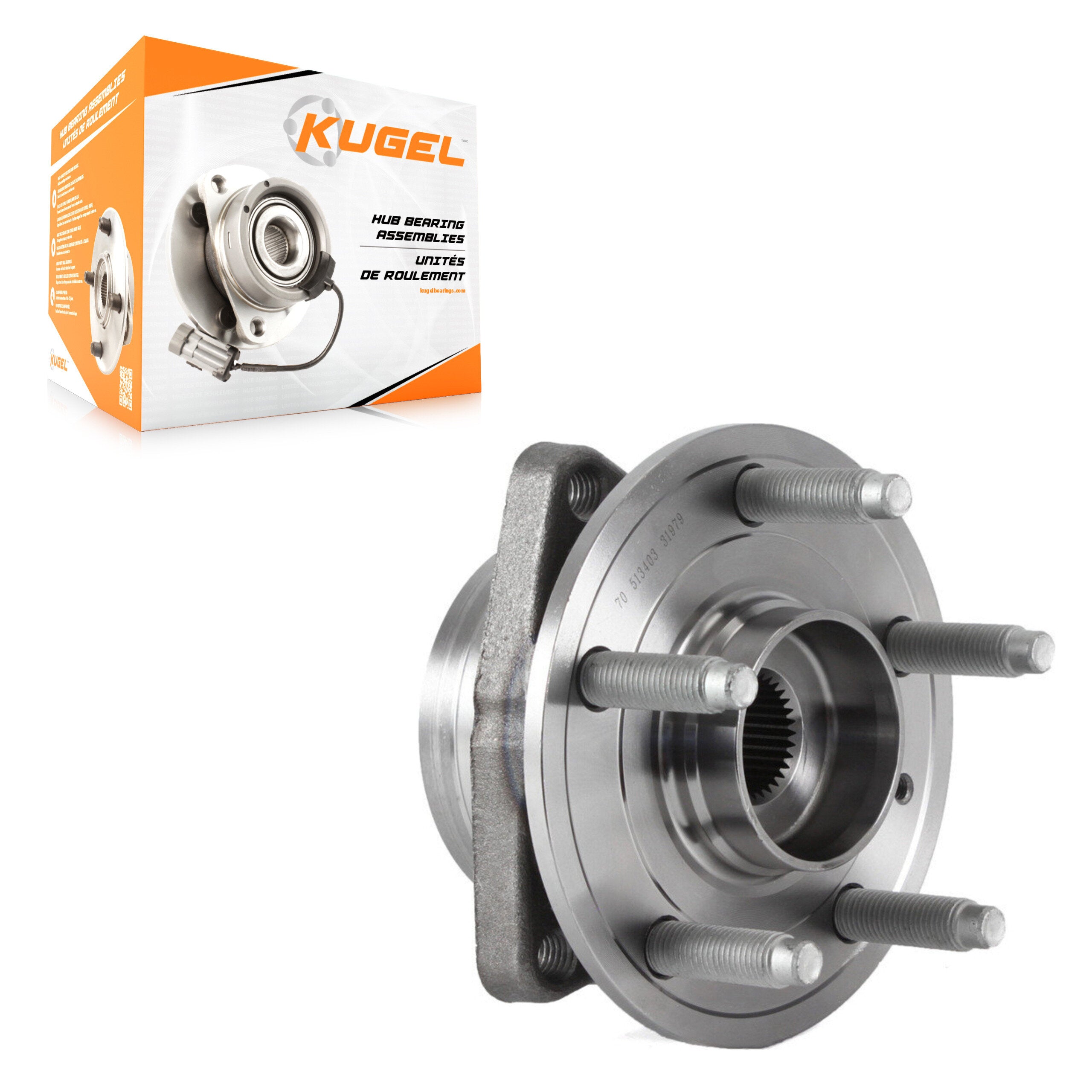 Kugel 70-513403 Wheel Bearing and Hub Assembly for 2016-2023 Chevrolet Bolt EUV, Chevrolet Bolt EV, Chevrolet Cruze - Front