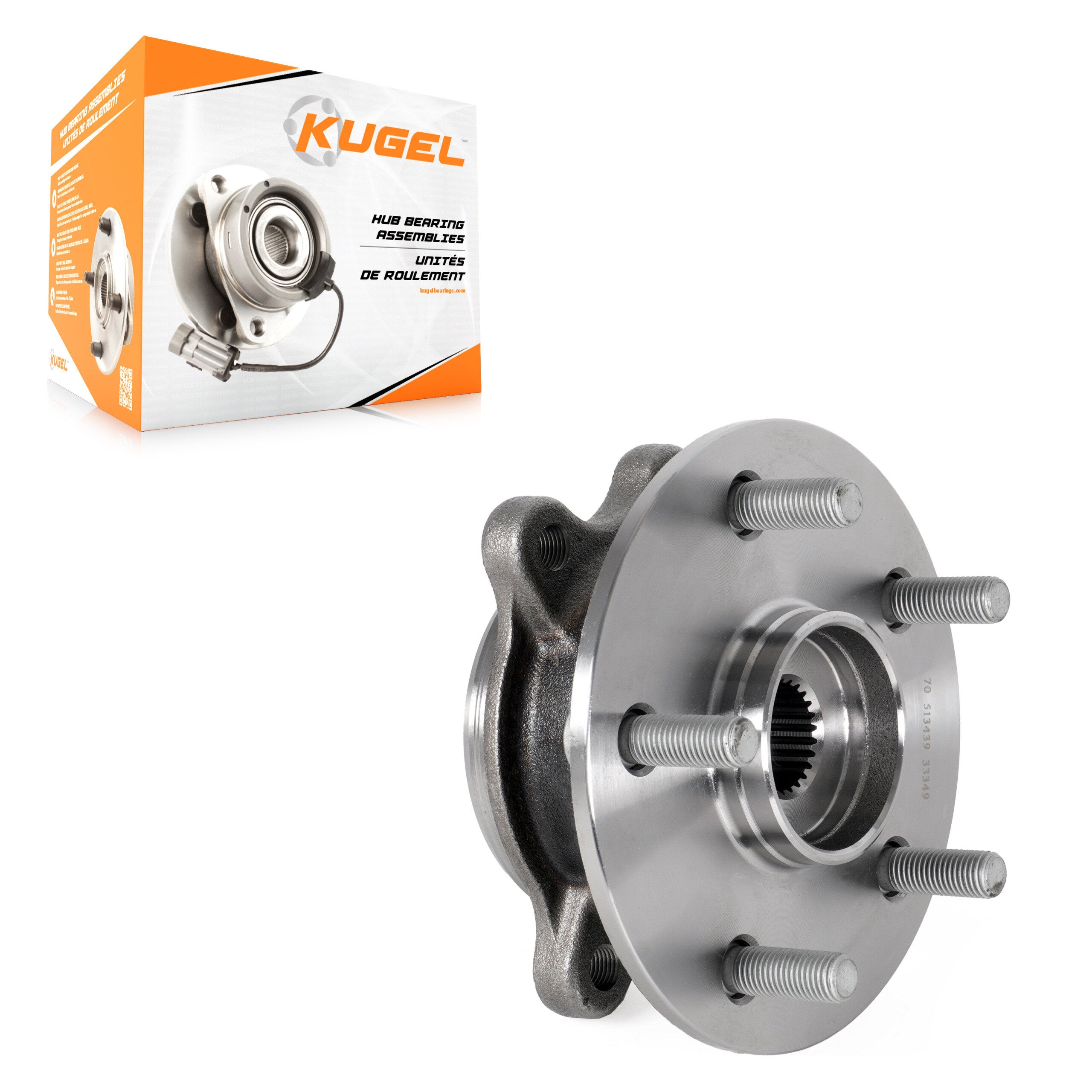 Kugel 70-513439 Wheel Bearing and Hub Assembly for 2018-2024 Lexus ES250, Toyota Avalon, Toyota Camry - Front