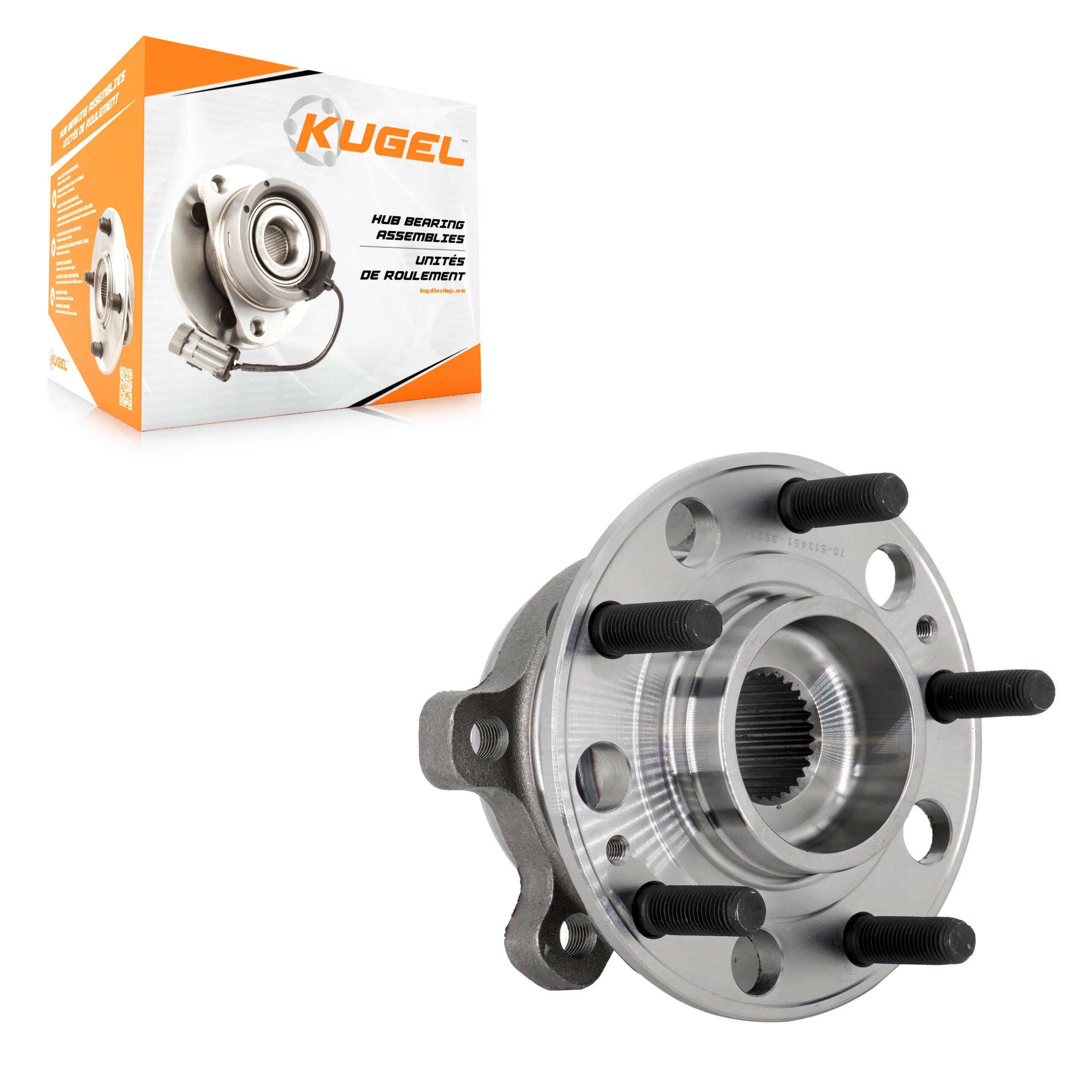 Kugel 70-513451 Wheel Bearing and Hub Assembly for 2020-2024 Hyundai Kona N, Hyundai Tucson, Kia Sportage - Front