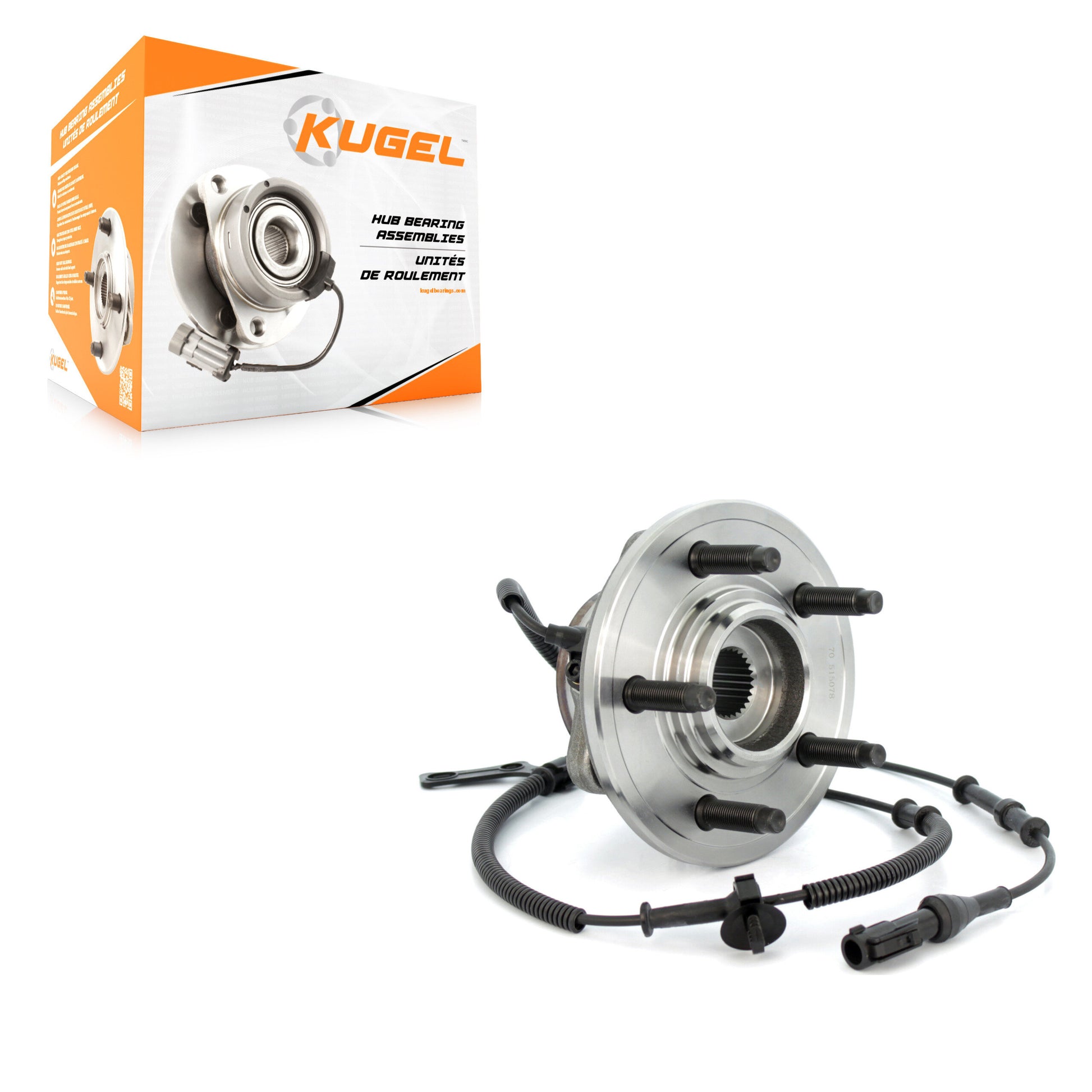 Kugel 70-515078 Wheel Bearing and Hub Assembly for 2006-2010 Ford Explorer Sport Trac, Ford Explorer, Mercury Mountaineer - Front