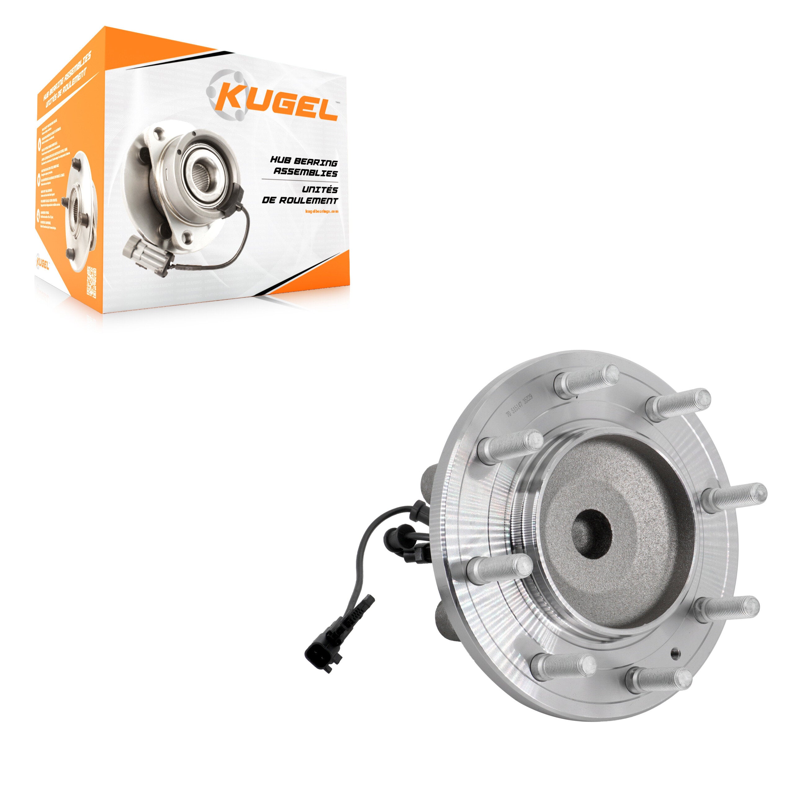 Kugel 70-515147 Wheel Bearing and Hub Assembly for 2011-2019 Chevrolet Silverado 3500 HD, GMC Sierra 3500 HD - Front
