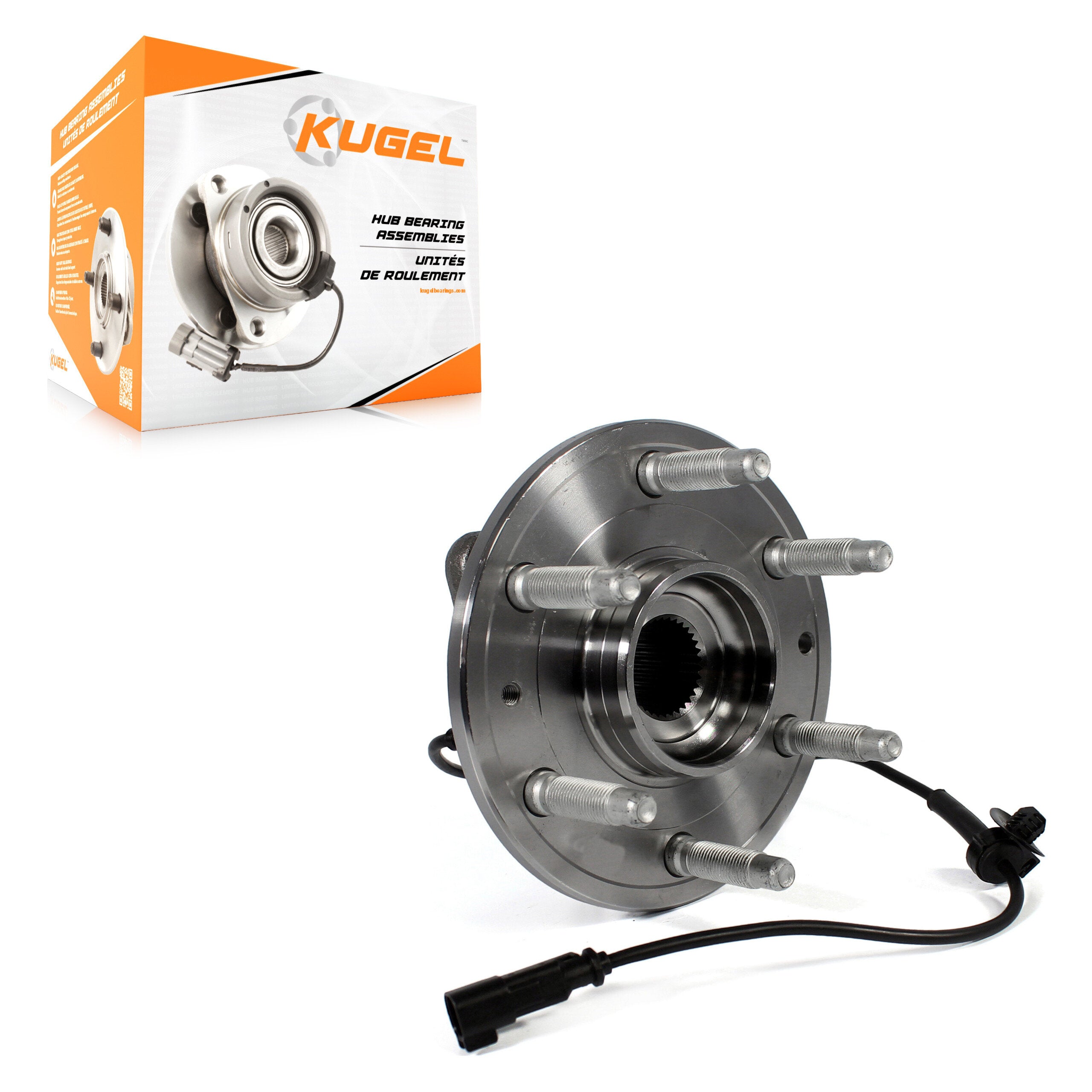 Kugel 70-515160 Wheel Bearing and Hub Assembly for 2013-2020 Chevrolet Silverado 1500 LD, GMC Sierra 1500 Limited, Cadillac Escalade - Front, Rear