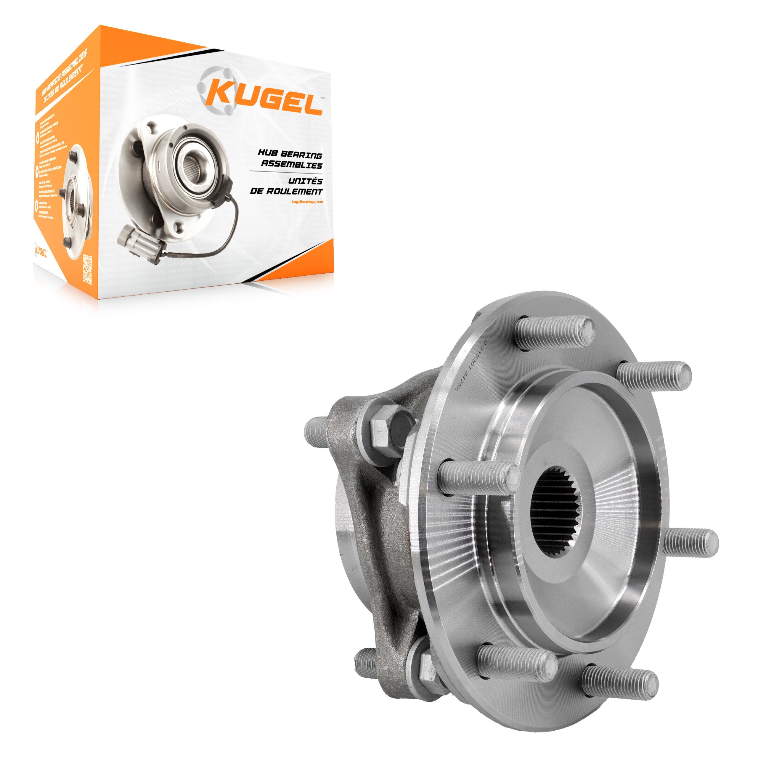 Kugel 70-515201 Wheel Bearing and Hub Assembly for 2003-2023 Lexus GX460, Toyota FJ Cruiser, Toyota Tacoma - Front