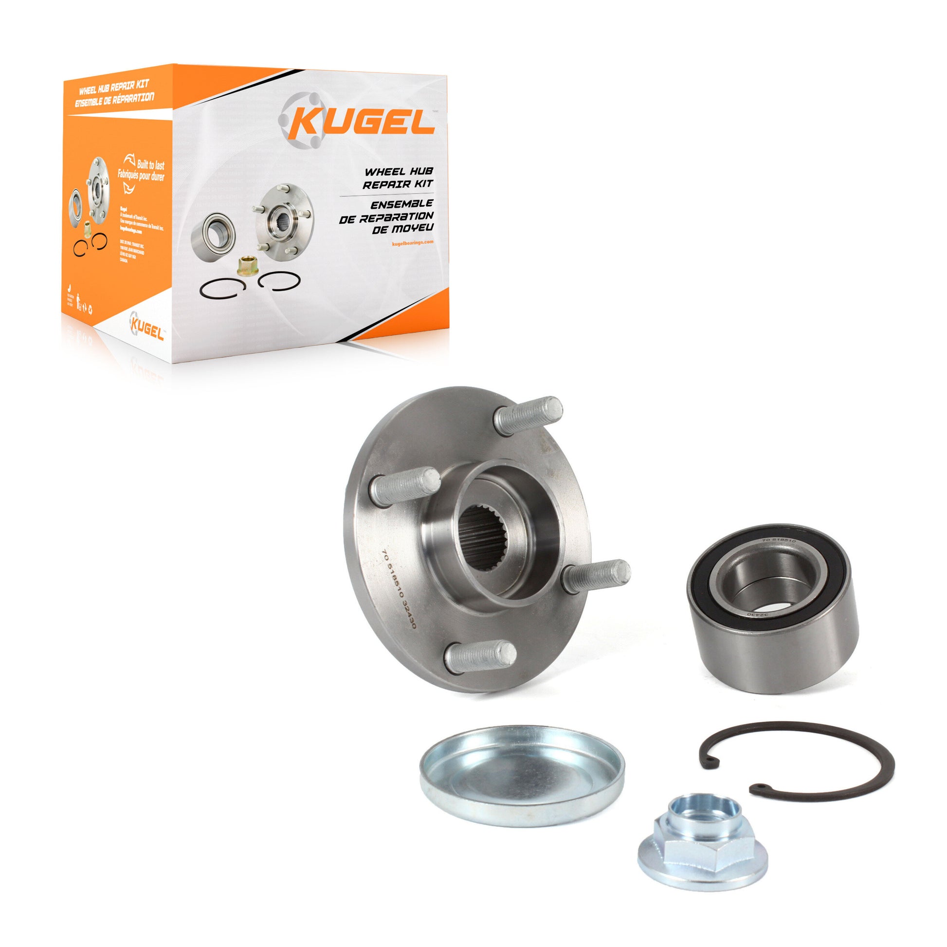 Kugel 70-518515 Wheel Hub Repair Kit for 2001-2012 Mazda Tribute, Mercury Mariner, Ford Escape - Front