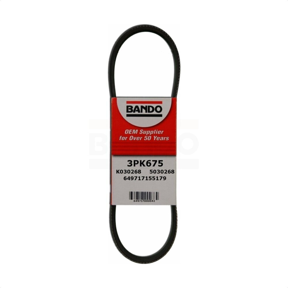 Bando BAN-3PK675 Accessory Drive Belt for 2001-2011 Kia Soul, Hyundai Tiburon, Hyundai Tucson - Water Pump and Power Steering, Water Pump