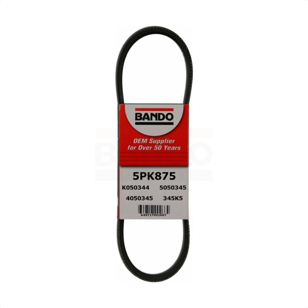 Bando BAN-5PK875 Accessory Drive Belt for 1985-2014 Subaru Impreza, Subaru Forester, Chevrolet Cobalt - Alternator and Power Steering, Alternator, Air Conditioning