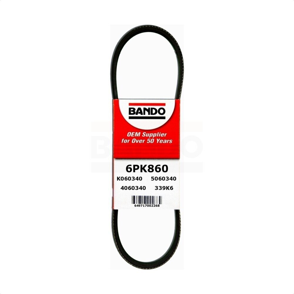 Bando BAN-6PK860 Accessory Drive Belt for 1988-2005 Honda Civic, Porsche 928 - Alternator