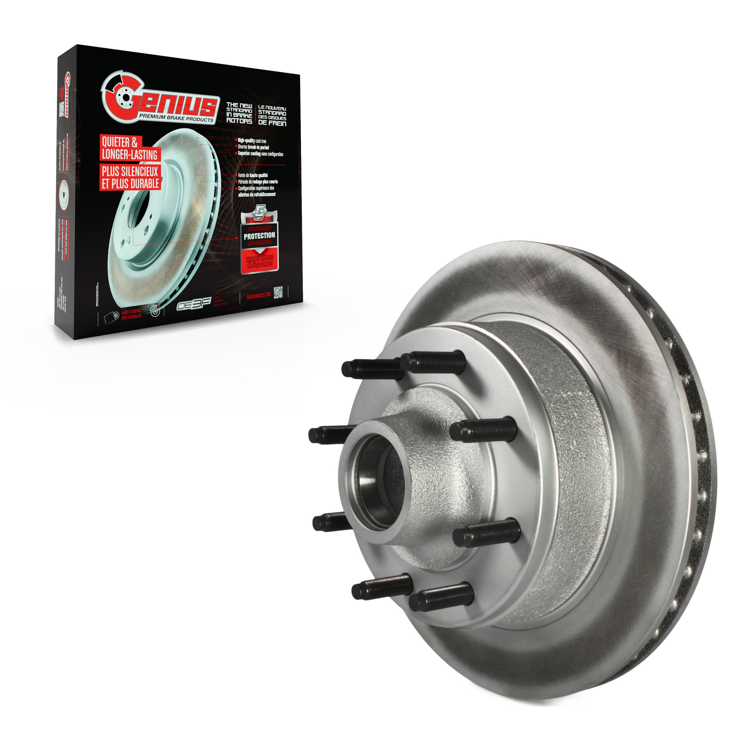 Genius GCR-66528 Disc Brake Rotor and Hub Assembly for 1995-2007 Ford E-150, Ford E-350 Econoline, Ford E-250 - Front