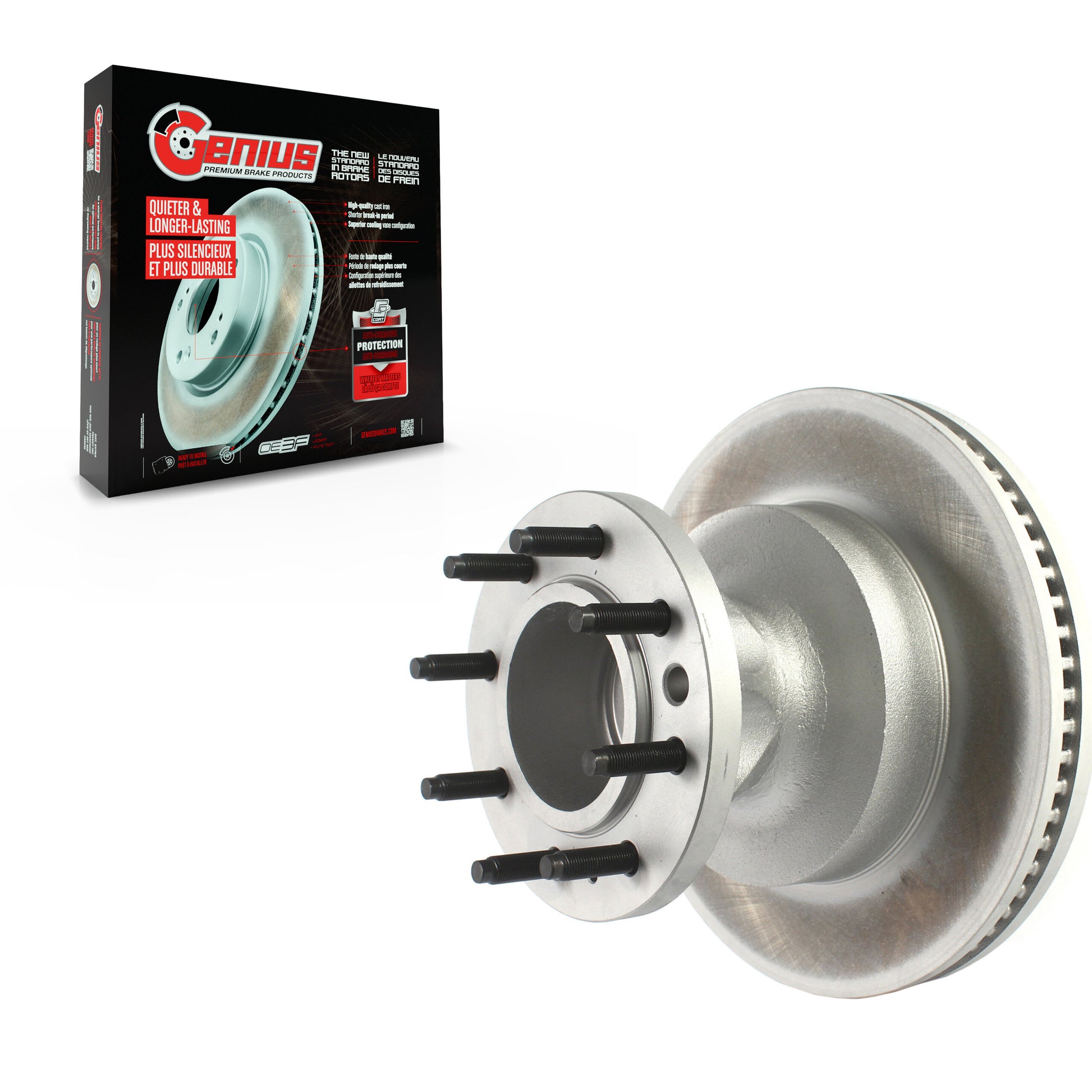 Genius GCR-680626 Disc Brake Rotor and Hub Assembly for 2008-2023 Ford E-350 Super Duty, Ford E-450 Super Duty, Ford E-350 Econoline - Front