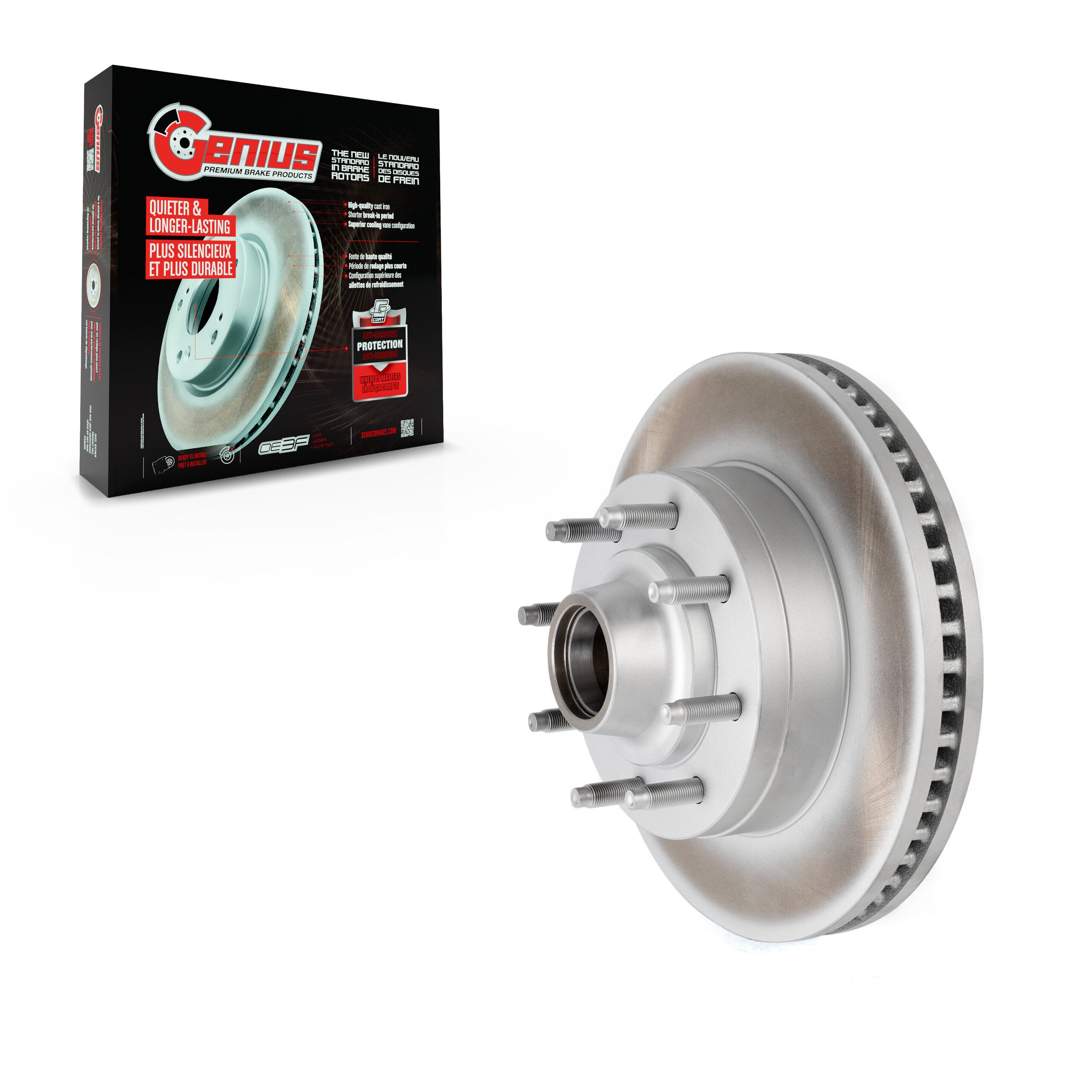 Genius GCR-680681 Disc Brake Rotor and Hub Assembly for 2008-2023 Ford E-350 Super Duty, Ford E-150, Ford E-150 Econoline - Front