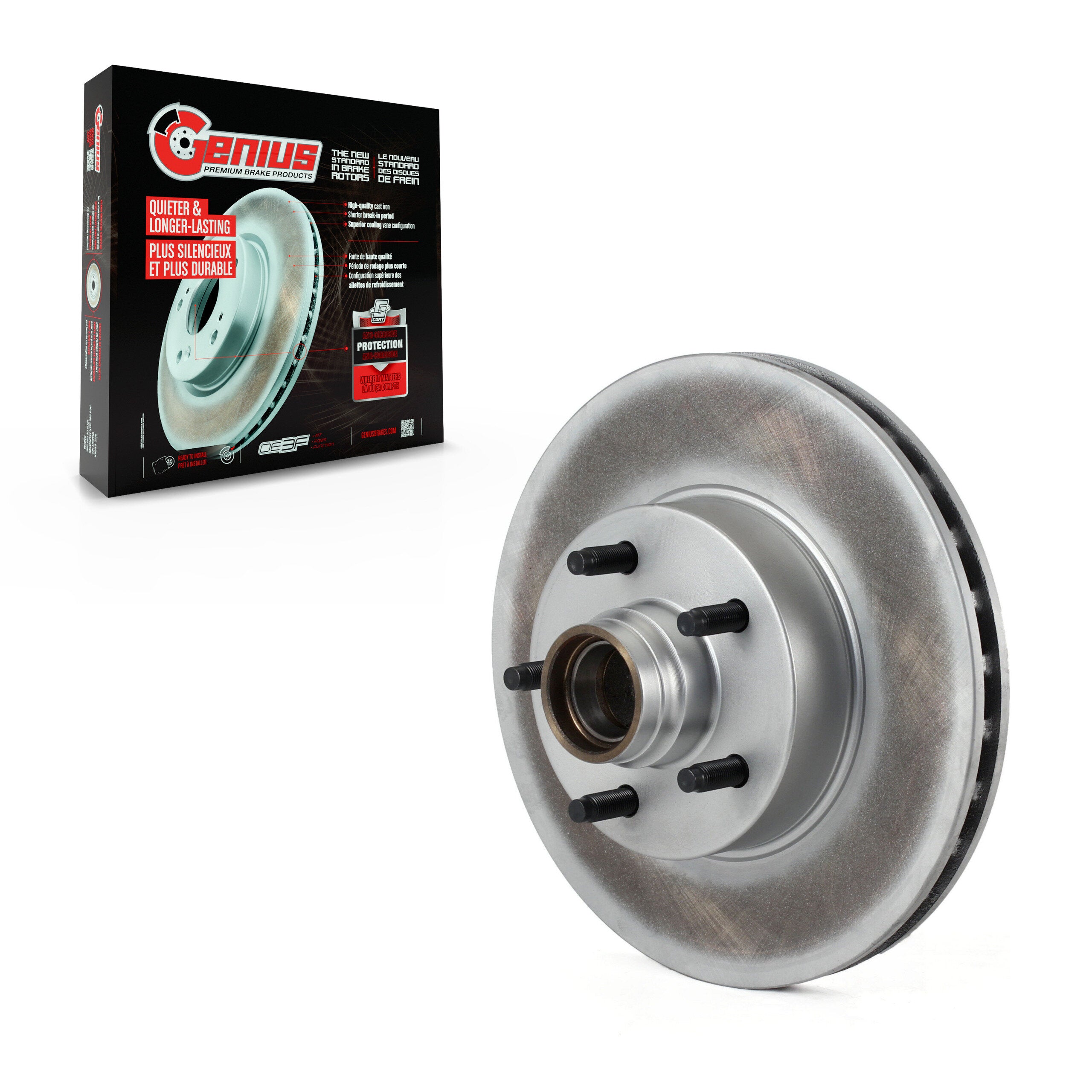 Genius GCR-680905 Disc Brake Rotor and Hub Assembly for 2010-2011 Ford Ranger - Front