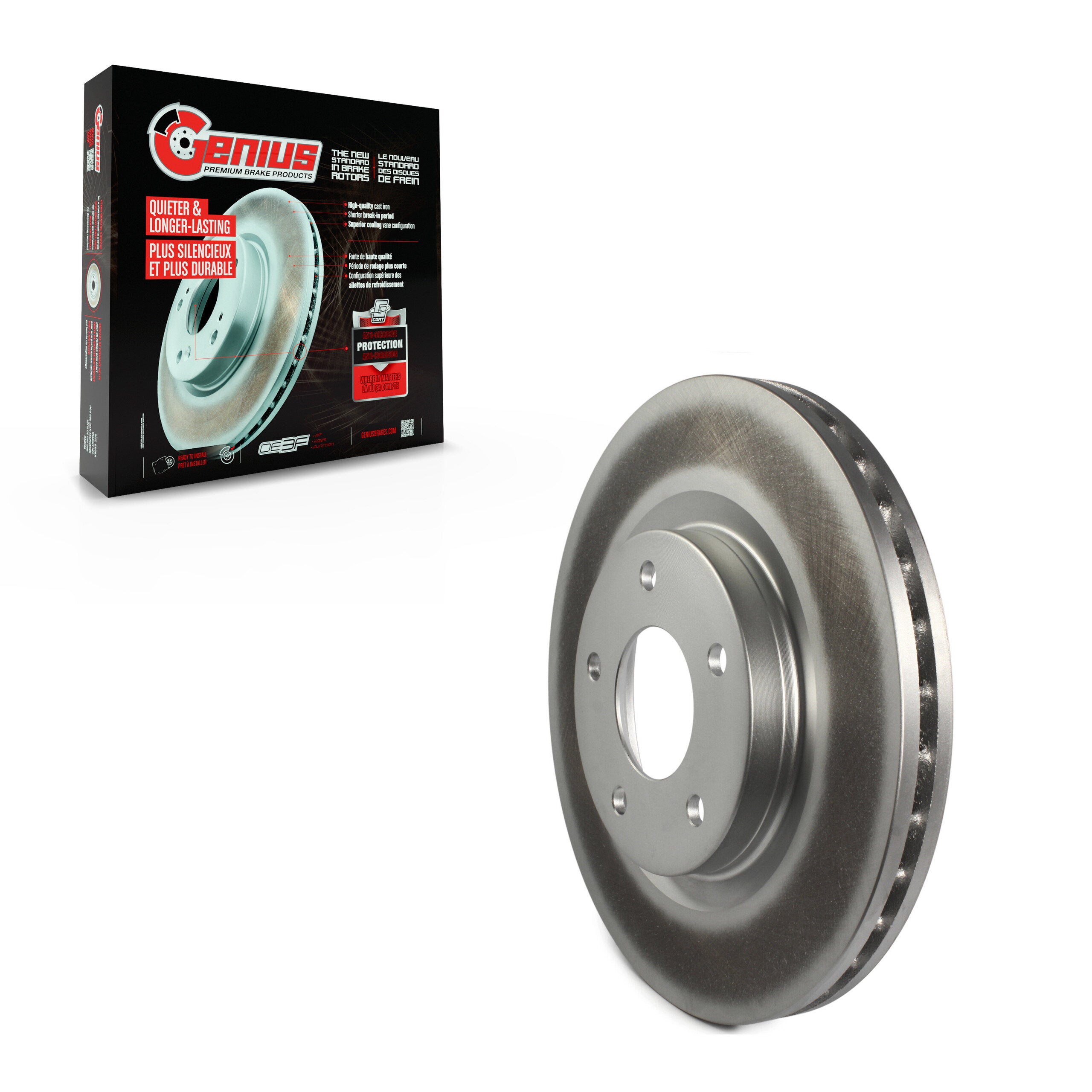 Genius GCR-780459 Disc Brake Rotor for 2007-2025 Mitsubishi Eclipse Cross, Jeep Compass, Mitsubishi Lancer - Front