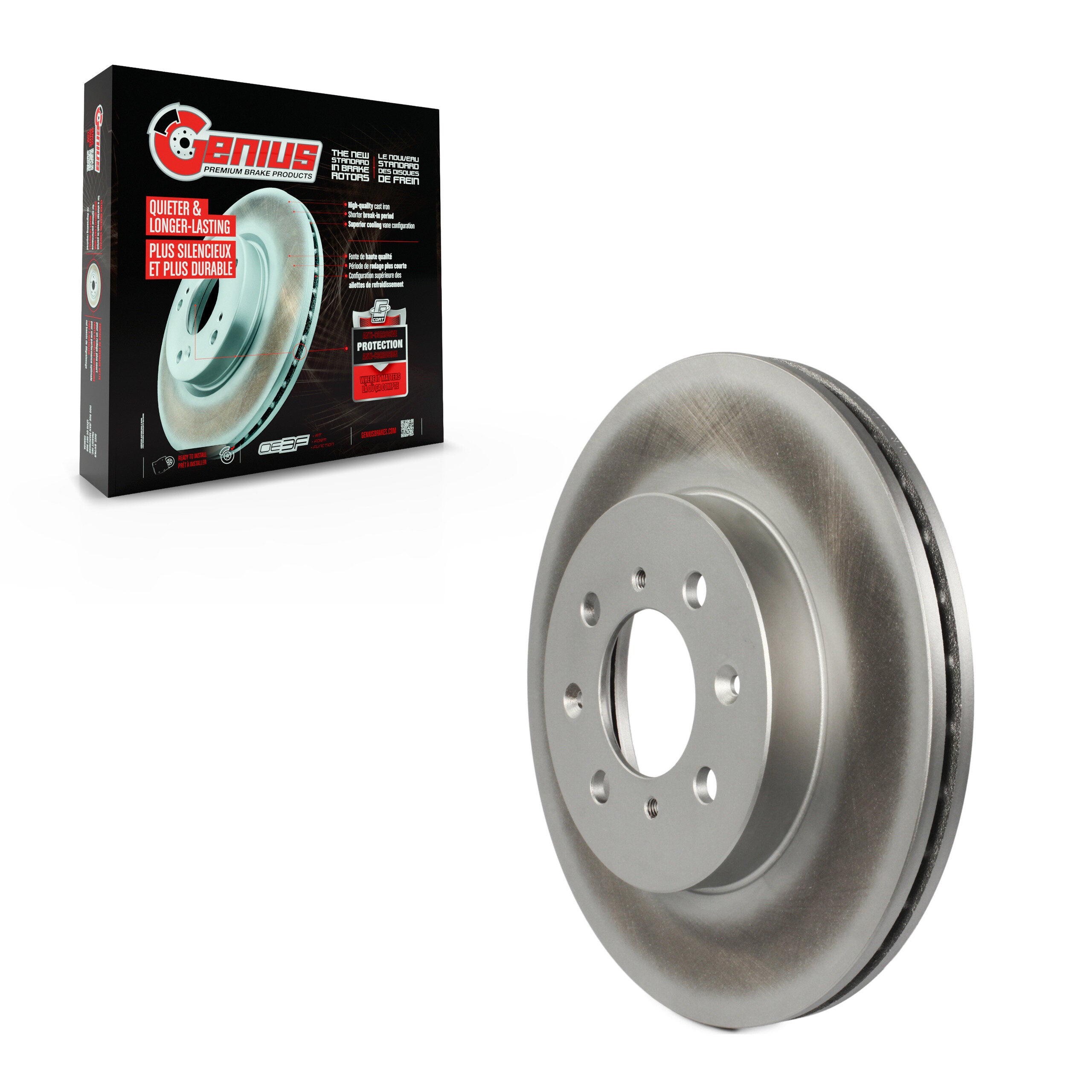 Genius GCR-96087 Disc Brake Rotor for 1990-2014 Honda Fit, Honda Insight, Honda Civic - Front
