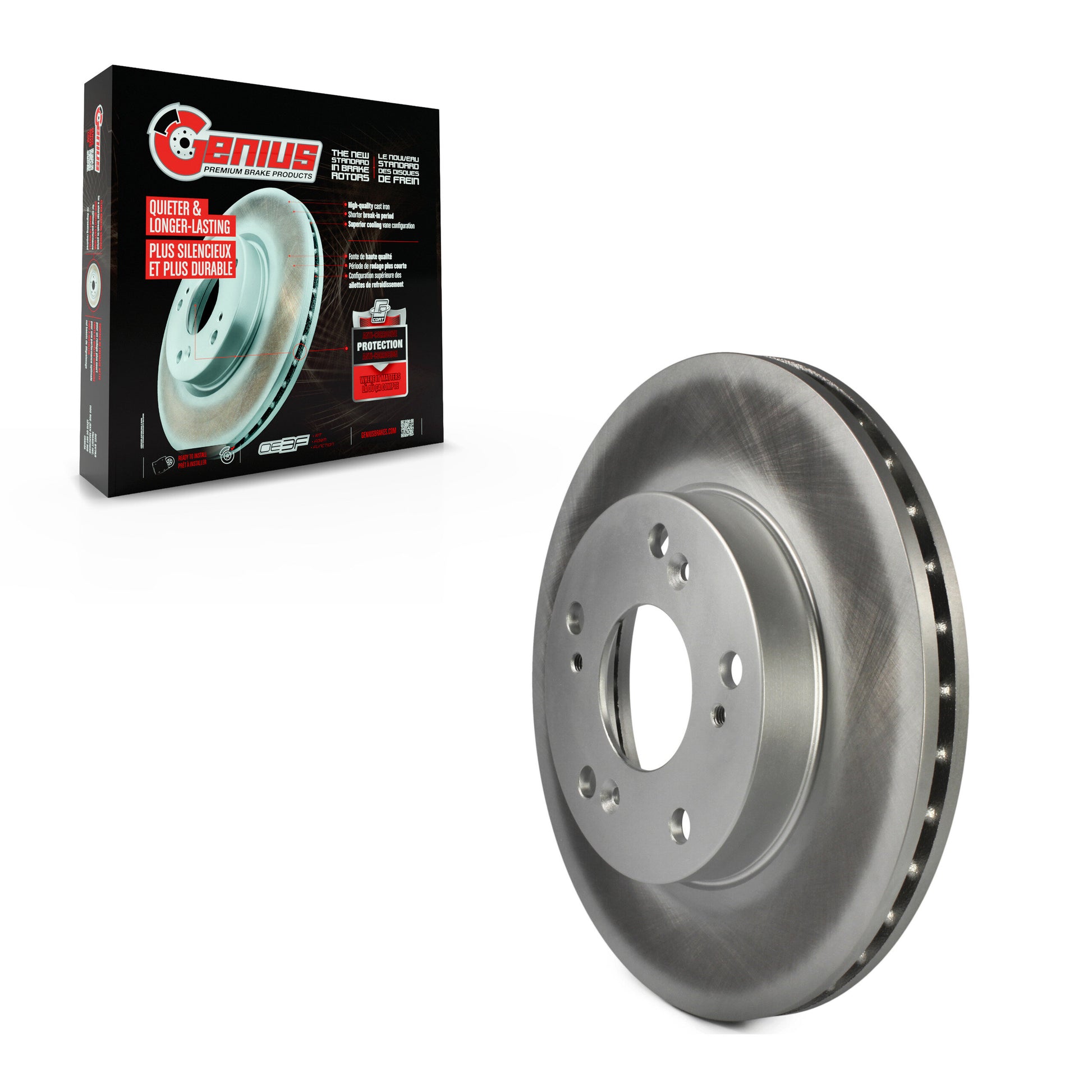 Genius GCR-980059 Disc Brake Rotor for 2002-2015 Honda Civic, Honda CR-Z, Acura RSX - Front