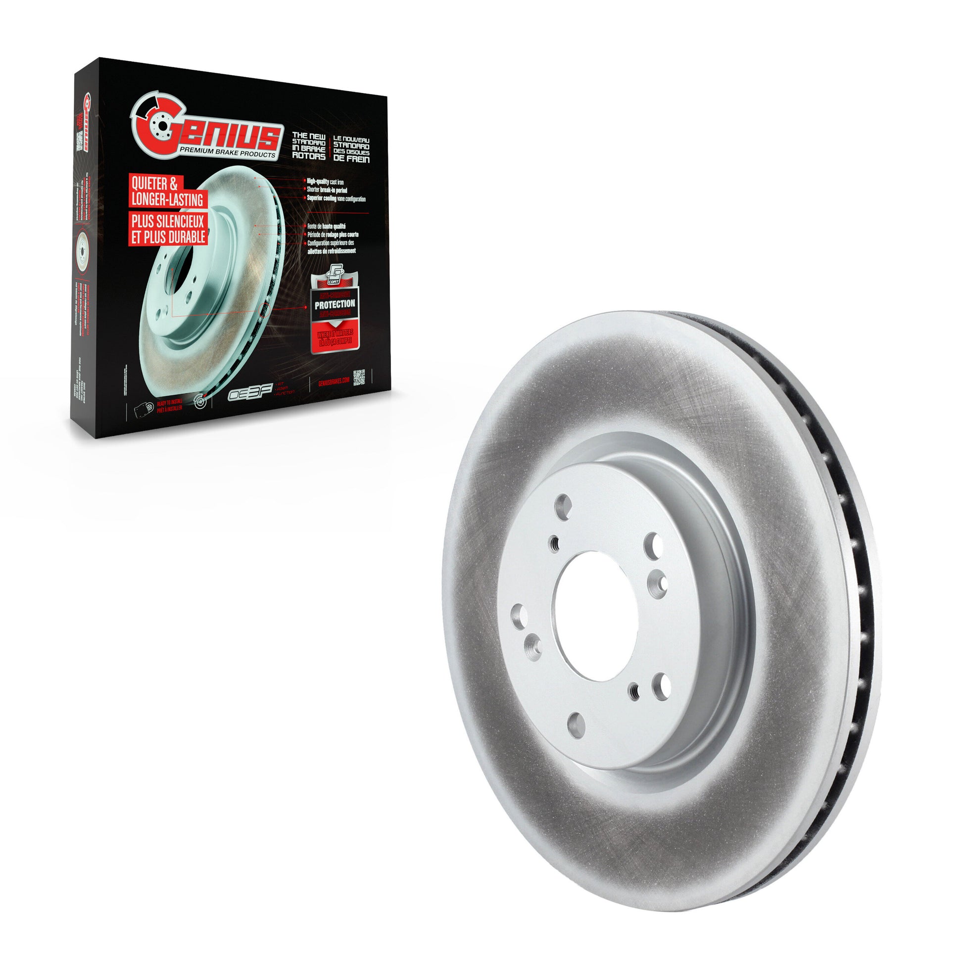 Genius GCR-980317 Disc Brake Rotor for 2002-2015 Acura ILX, Honda Civic, Acura CSX - Front