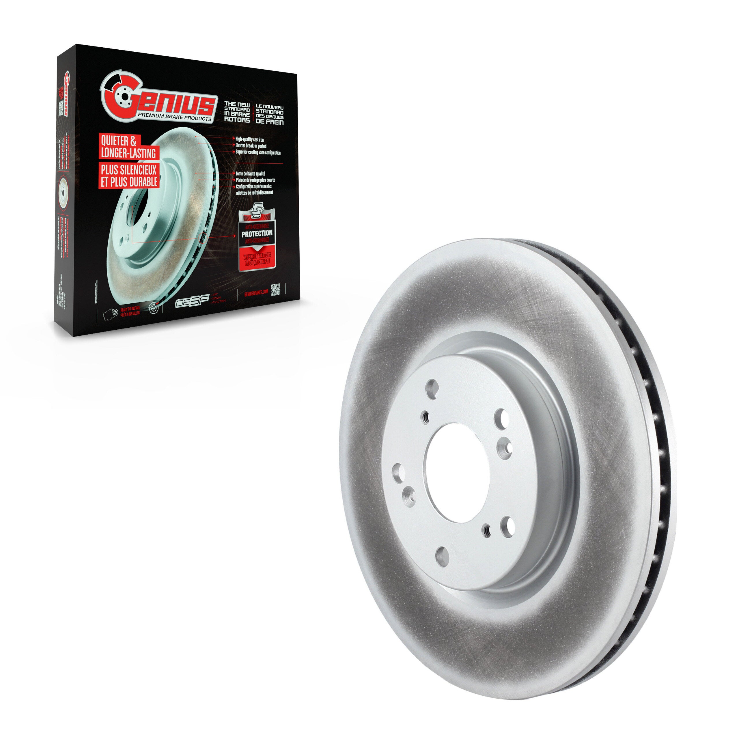 Genius GCR-980317 Disc Brake Rotor for 2002-2015 Acura ILX, Honda Civic, Acura CSX - Front