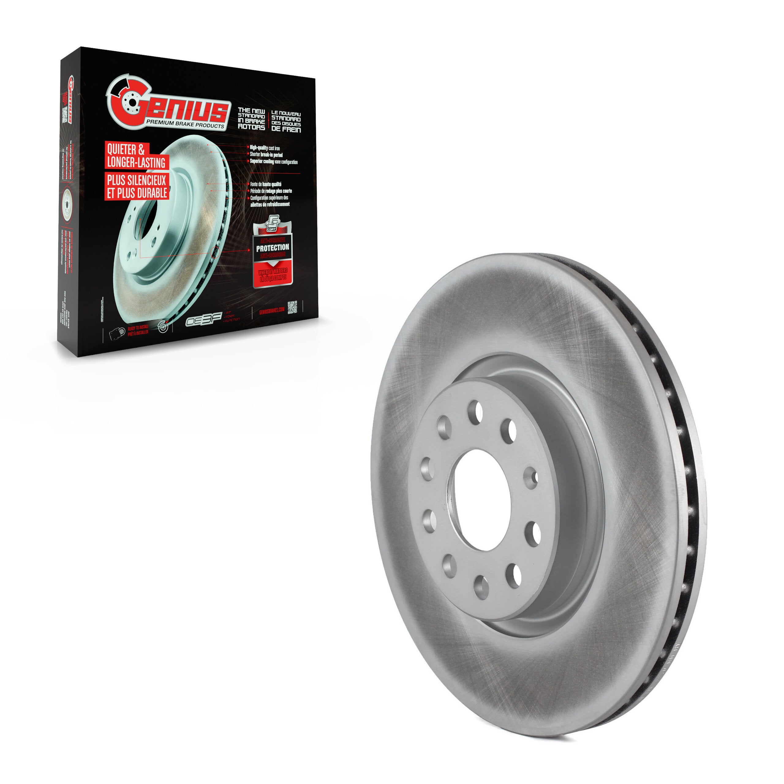 Genius GCR-980383 Disc Brake Rotor for 2005-2024 Audi A3 Quattro, Volkswagen Taos, Audi TT Quattro - Front
