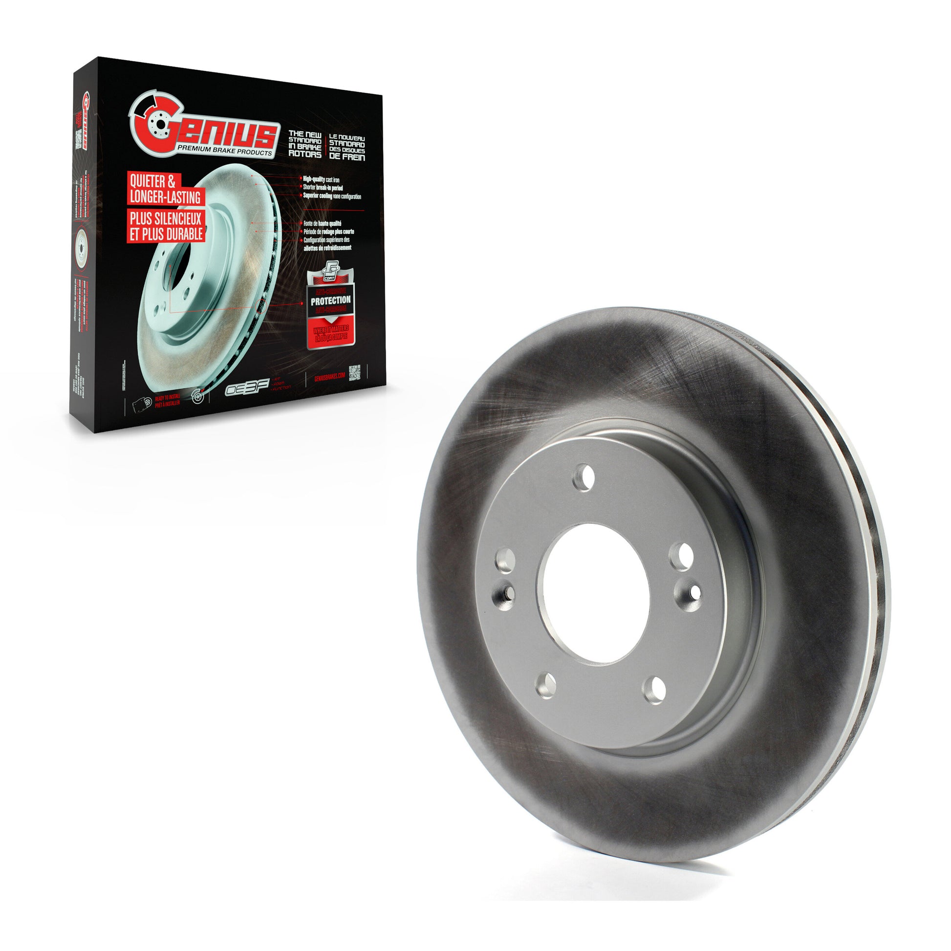 Genius GCR-980897 Disc Brake Rotor for 2011-2025 Kia Soul, Kia Seltos, Hyundai Venue - Front