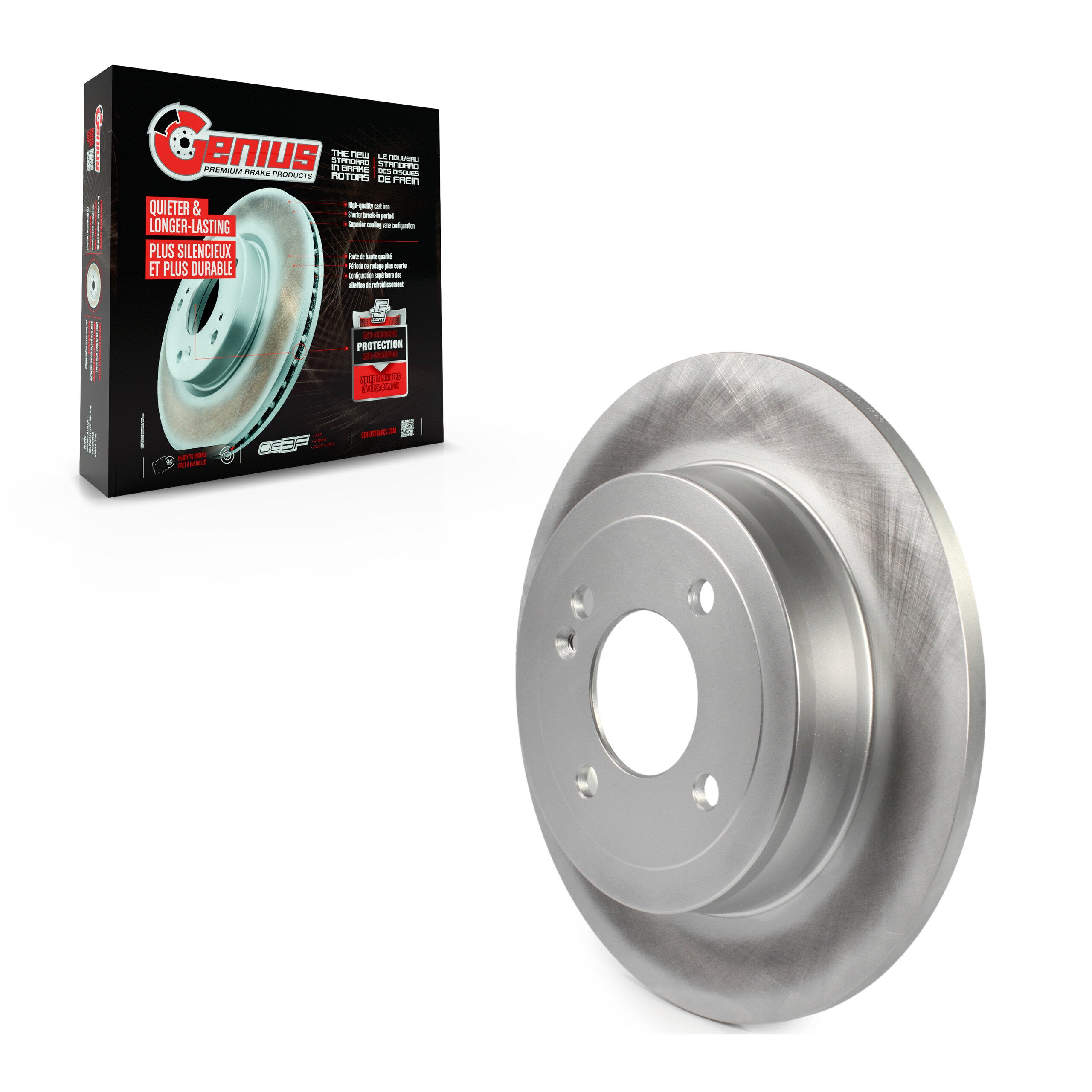 Genius GCR-980980 Disc Brake Rotor for 2011-2023 Kia Rio, Hyundai Accent - Rear