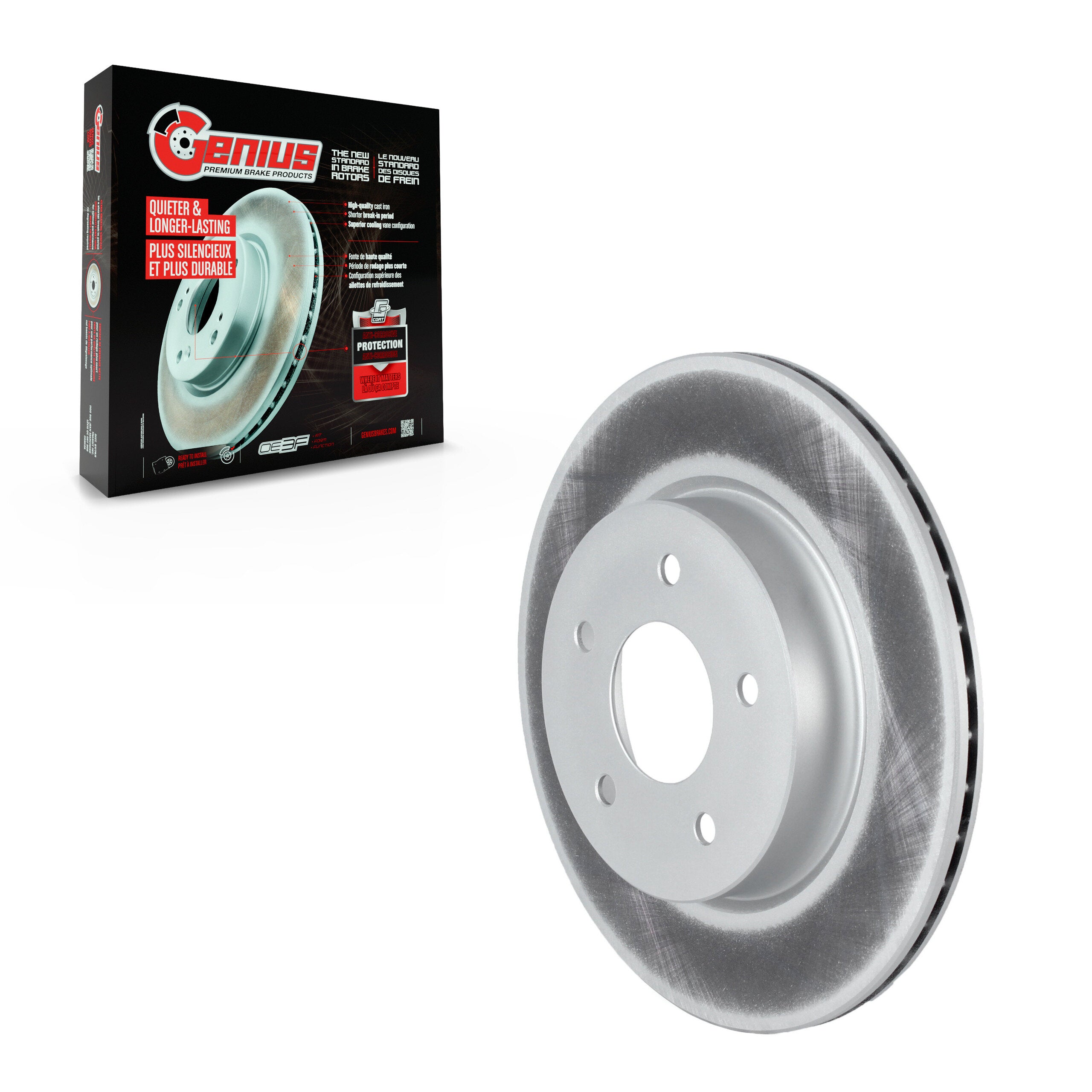 Genius GCR-981814 Disc Brake Rotor for 2017-2025 Nissan Rogue, Nissan Rogue Sport, Nissan LEAF - Rear