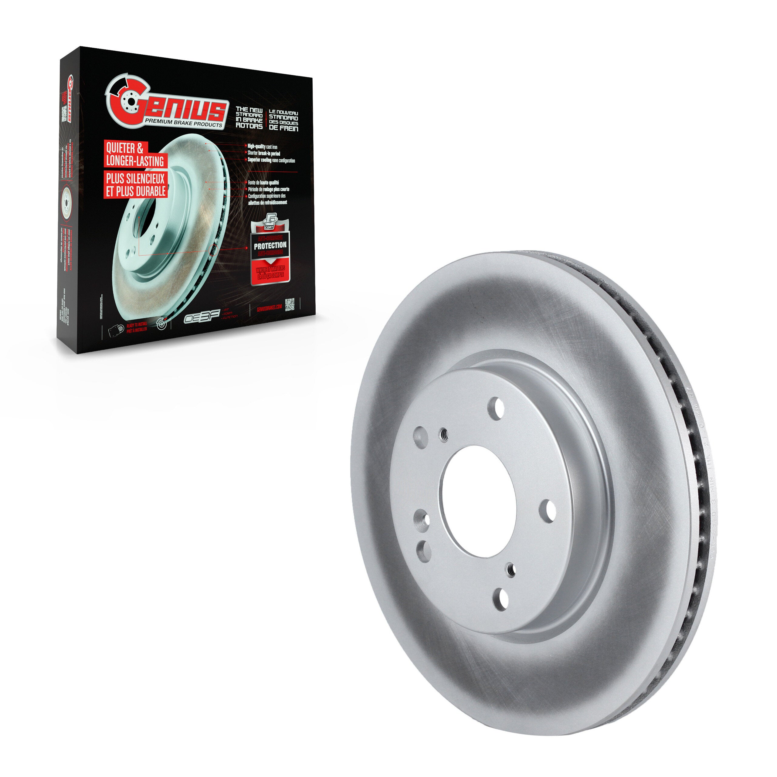 Genius GCR-982053 Disc Brake Rotor for 2016-2024 Honda Civic, Honda Insight, Honda Accord - Front