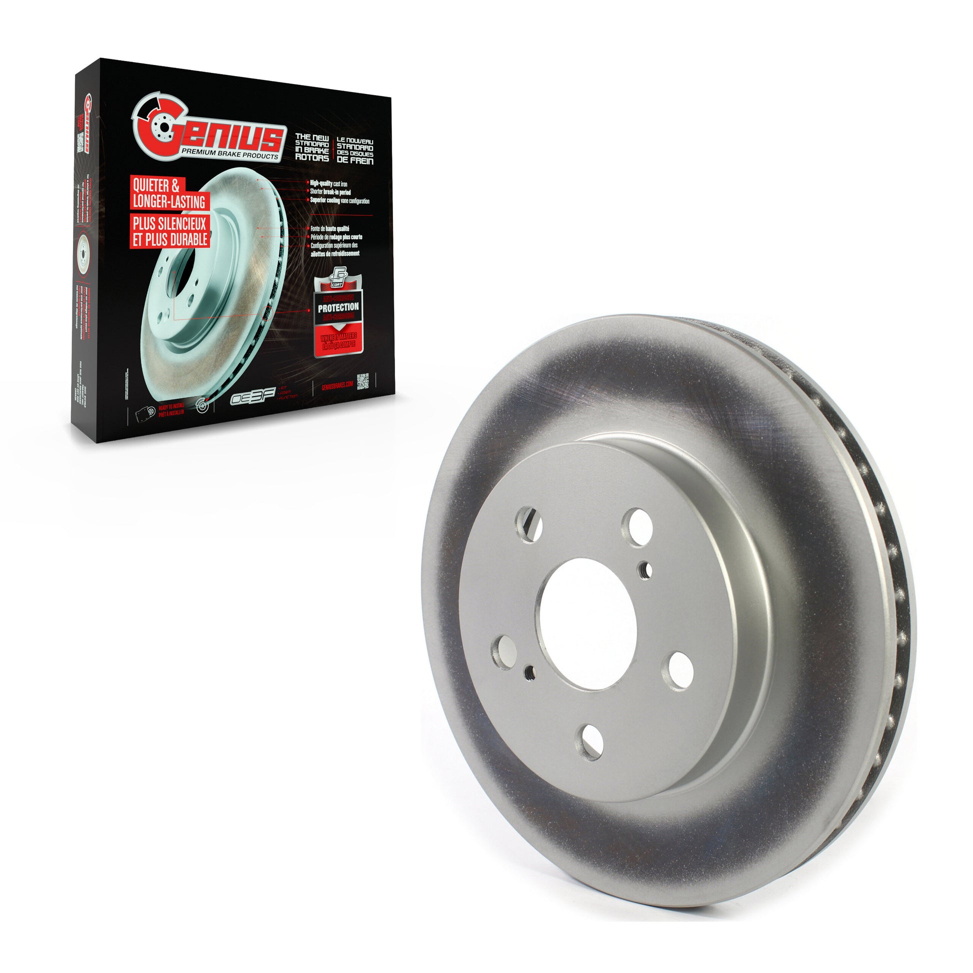 Genius GCR-982071 Disc Brake Rotor for 2016-2022 Toyota Corolla, Toyota Prius AWD-e, Toyota Prius Prime - Front