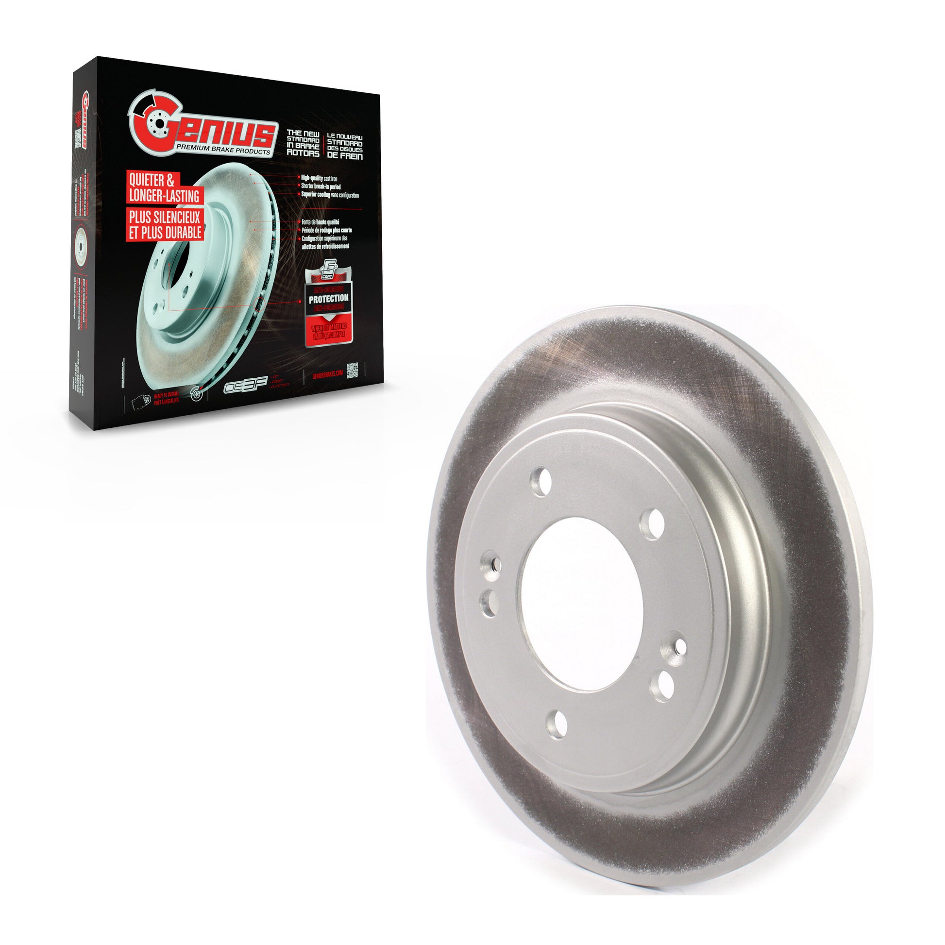 Genius GCR-982143 Disc Brake Rotor for 2017-2024 Kia Forte, Kia Forte5, Hyundai Elantra - Rear