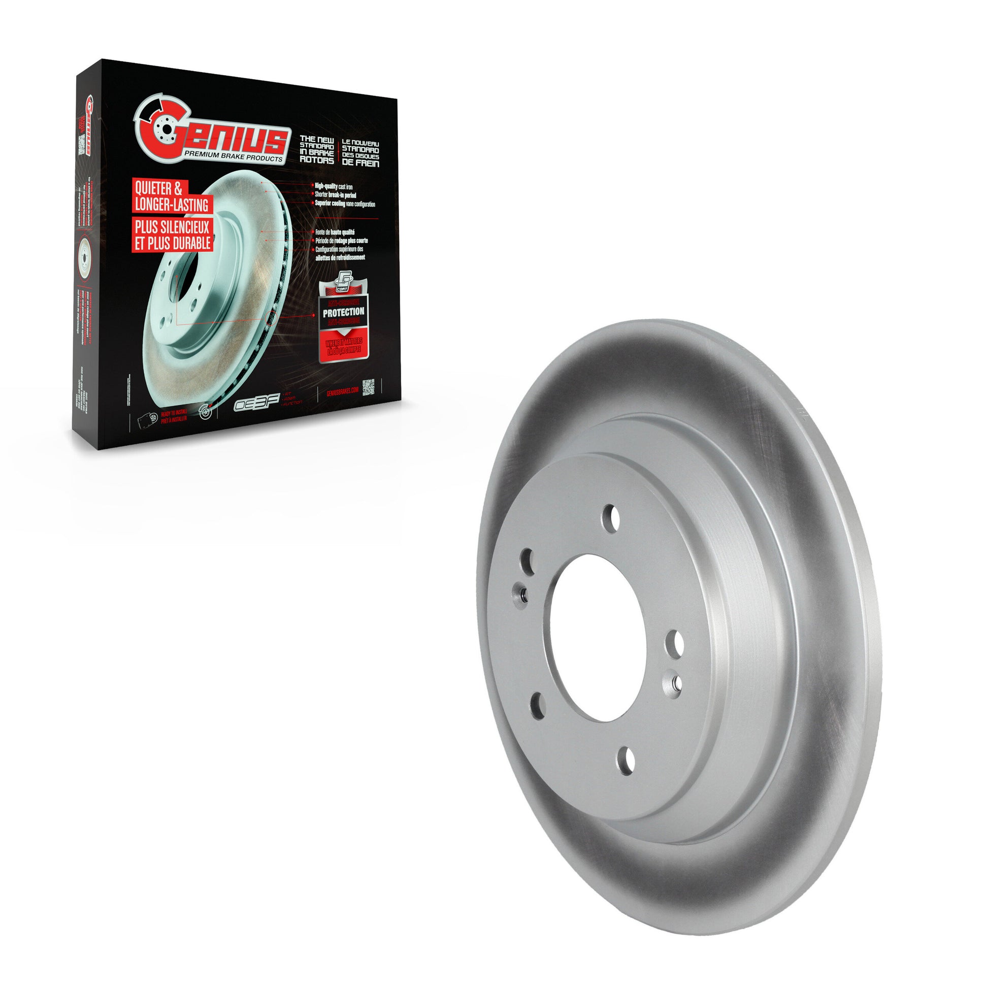 Genius GCR-982363 Disc Brake Rotor for 2018-2025 Kia Seltos, Kia Soul, Hyundai Kona - Rear