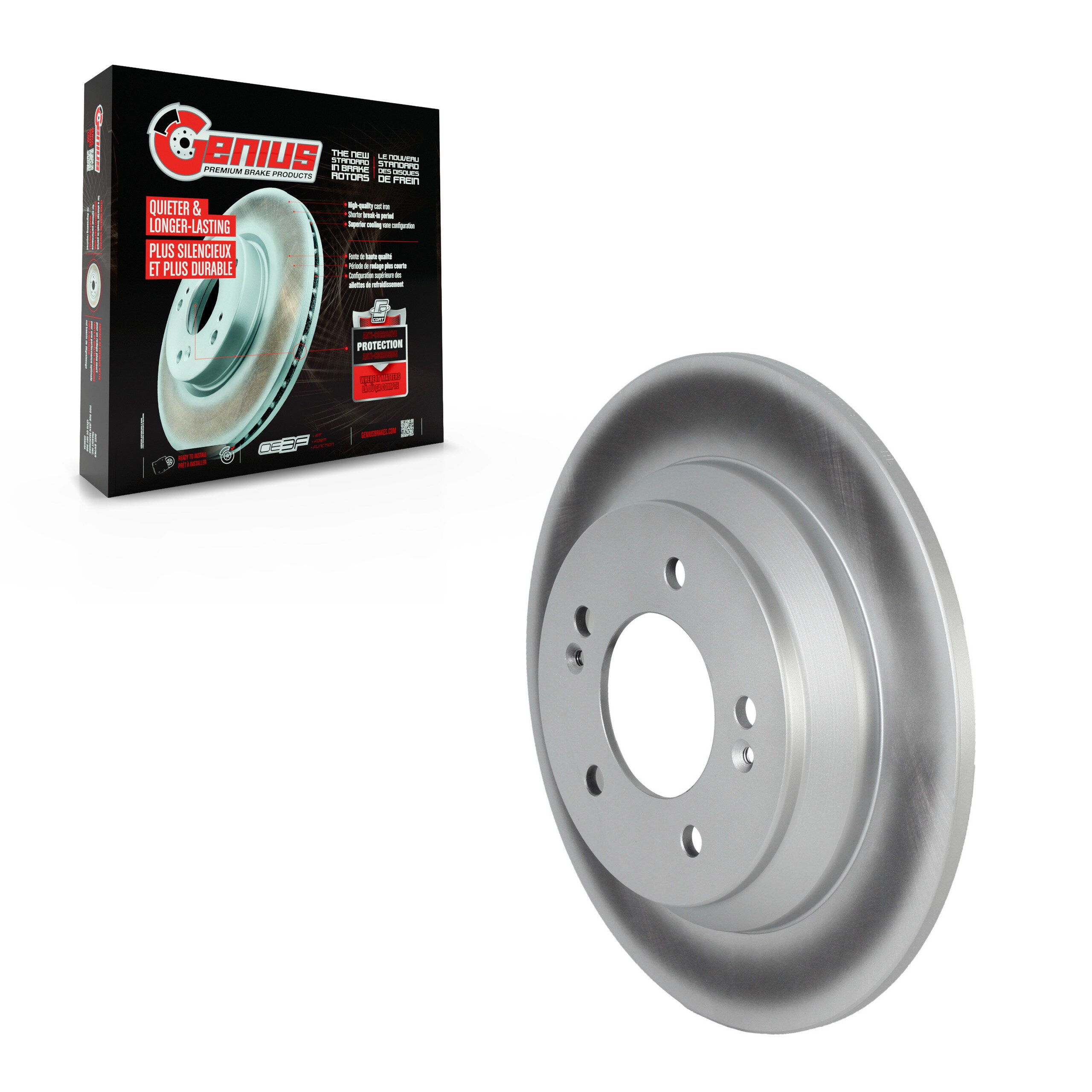 Genius GCR-982363 Disc Brake Rotor for 2018-2025 Kia Seltos, Kia Soul, Hyundai Kona - Rear