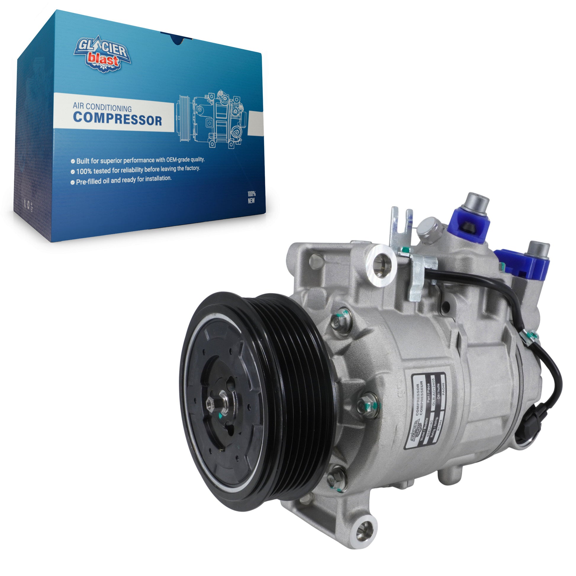 Glacier Blast GLB-AD12405 A/C Compressor for 2005-2018 Audi A4 Quattro, Audi A8 Quattro, Audi A4 allroad - N/A