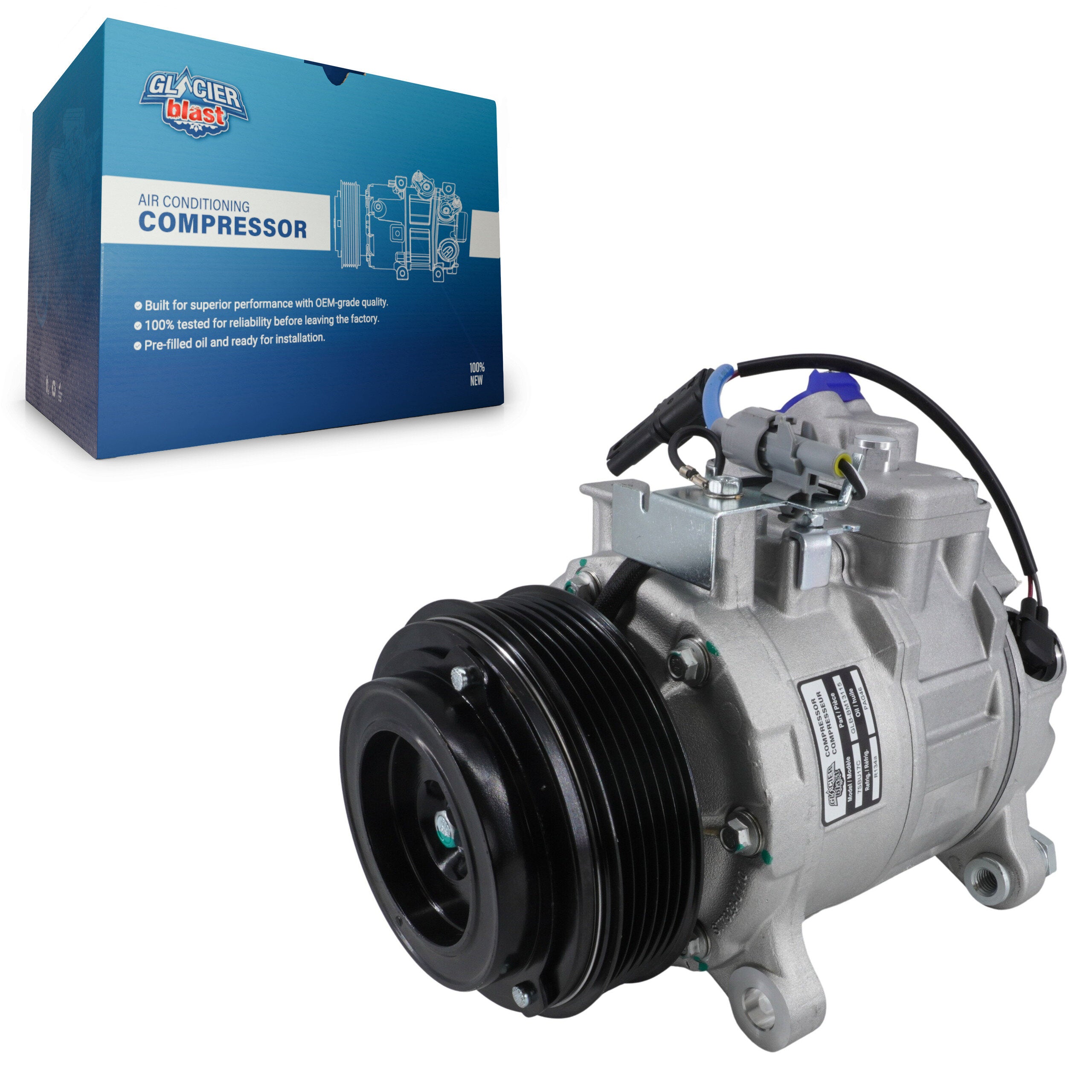 Glacier Blast GLB-BM13115 A/C Compressor for 2012-2018 BMW 320i, BMW 328d, BMW 328d xDrive - N/A