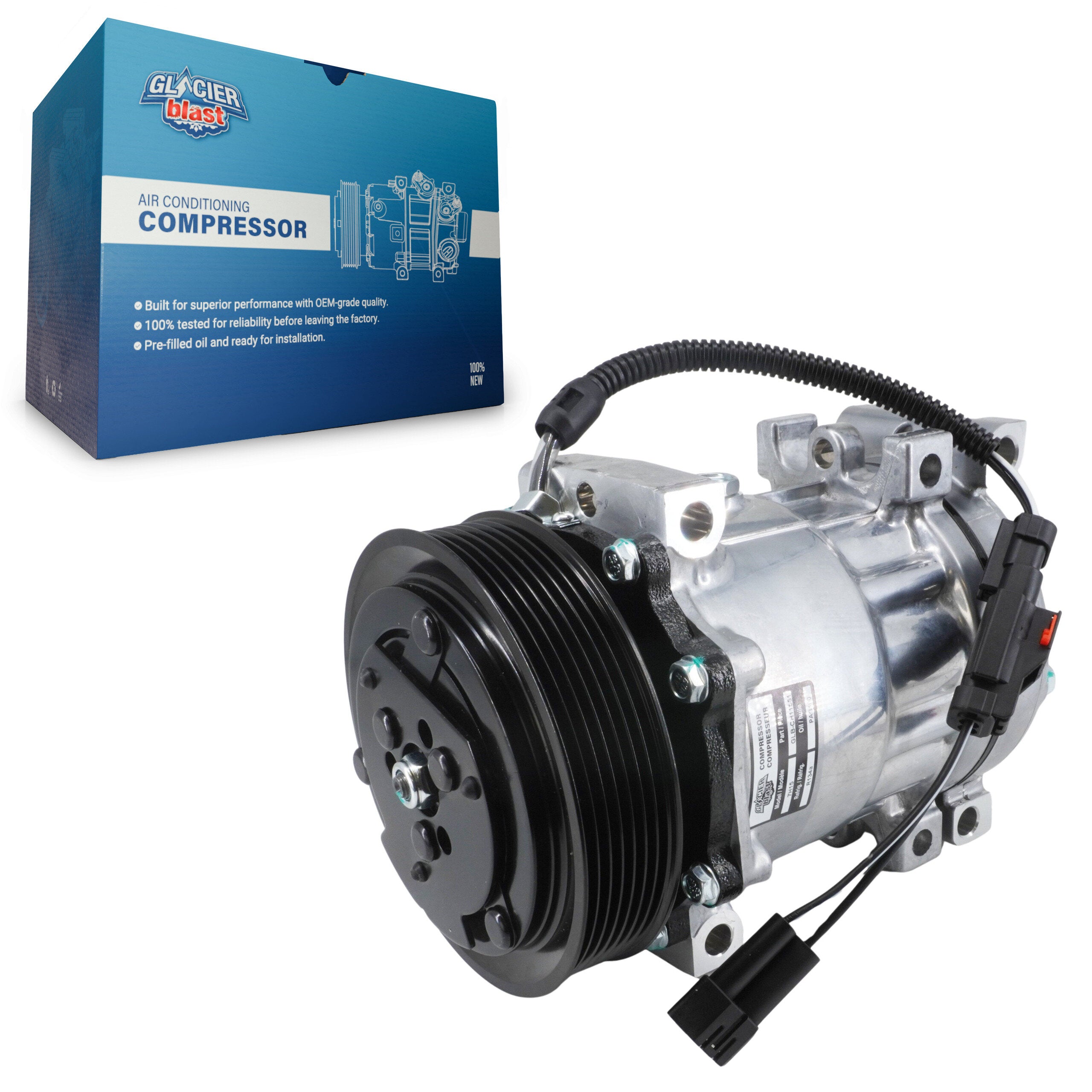 Glacier Blast GLB-CH11551 A/C Compressor for 1994-2002 Dodge Ram 1500, Dodge Ram 2500, Dodge Ram 3500 - N/A