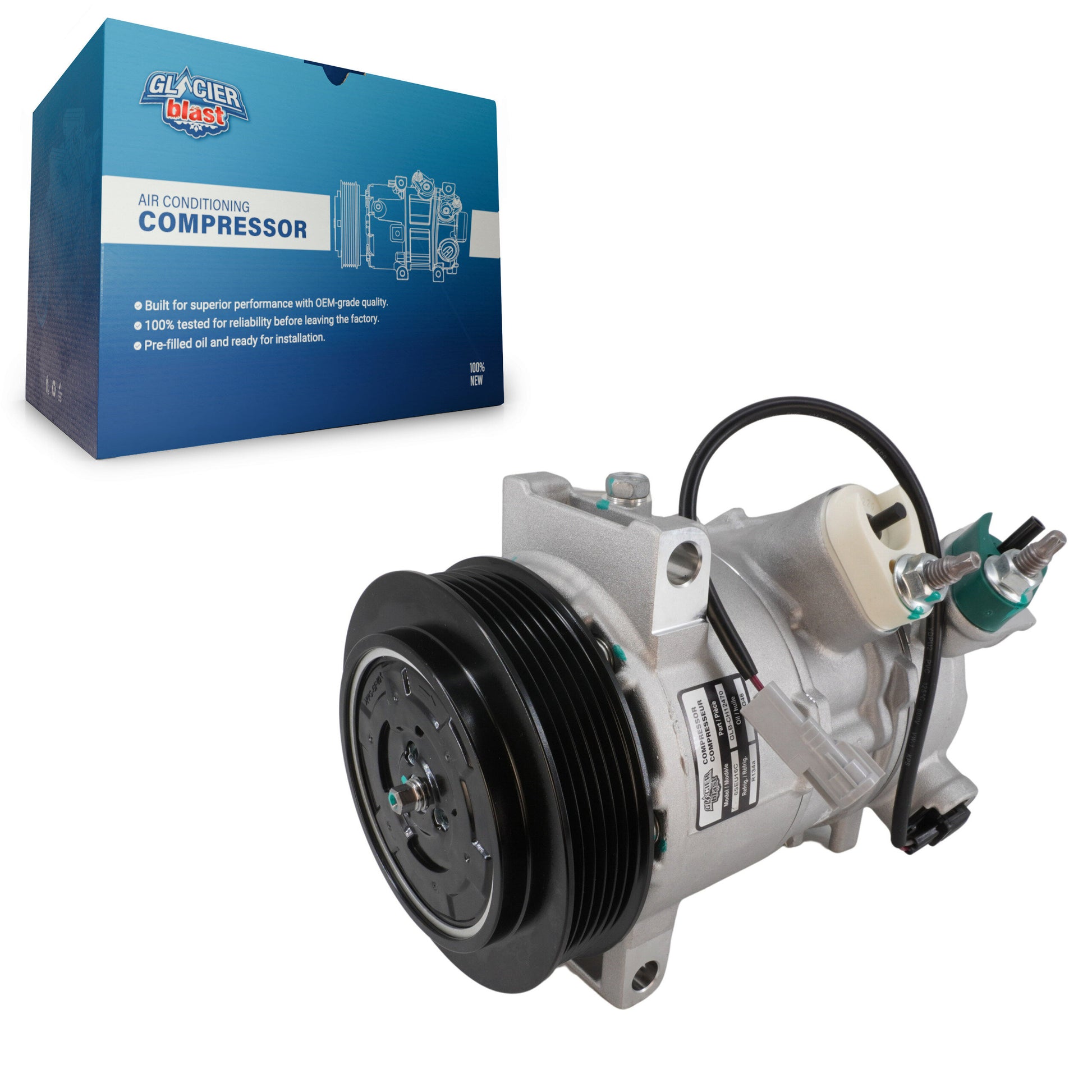 Glacier Blast GLB-CH12470 A/C Compressor for 2009-2017 Jeep Compass, Dodge Caliber, Jeep Patriot - N/A