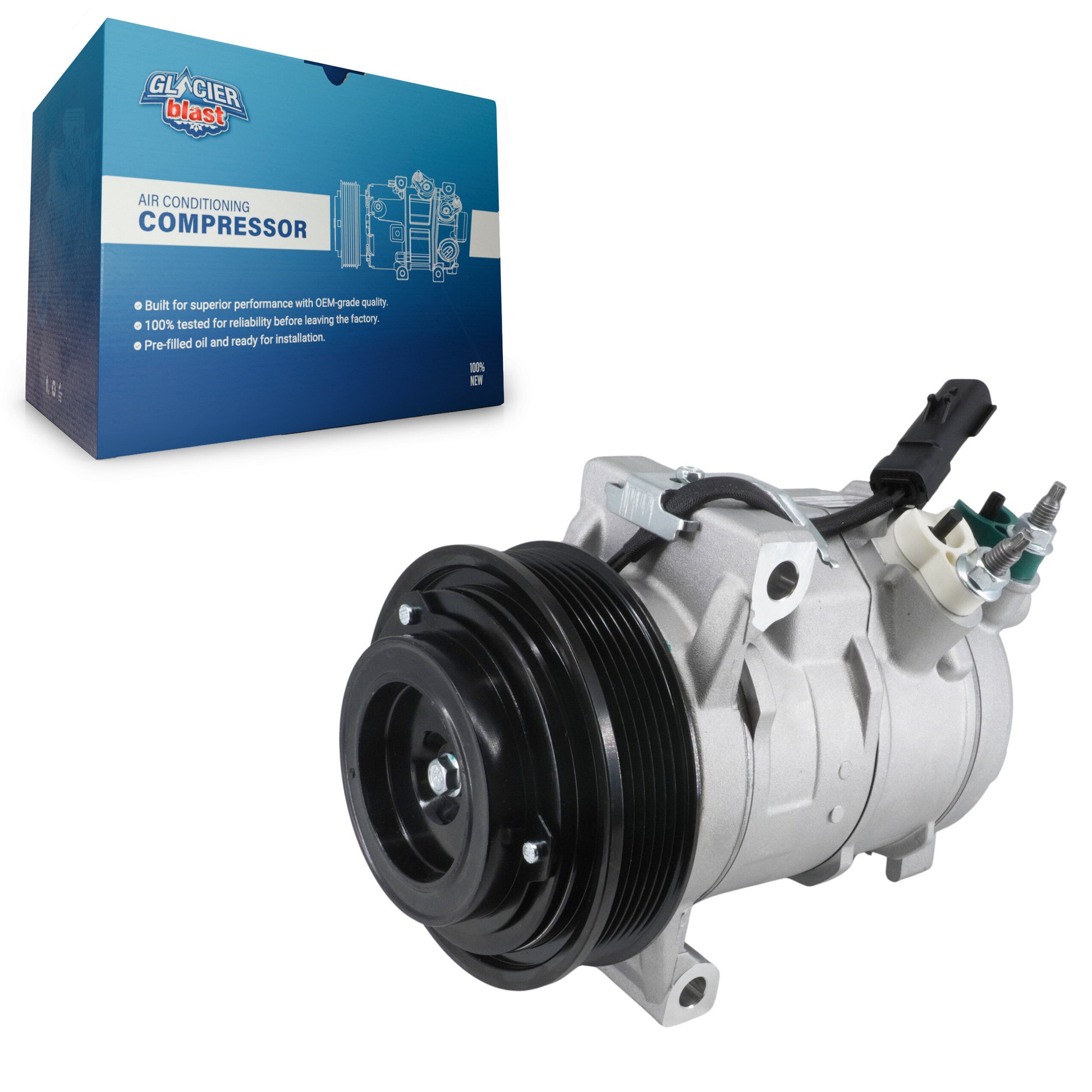 Glacier Blast GLB-CH12496 A/C Compressor for 2011-2022 Jeep Grand Cherokee, Jeep Grand Cherokee L, Chrysler 300 - N/A
