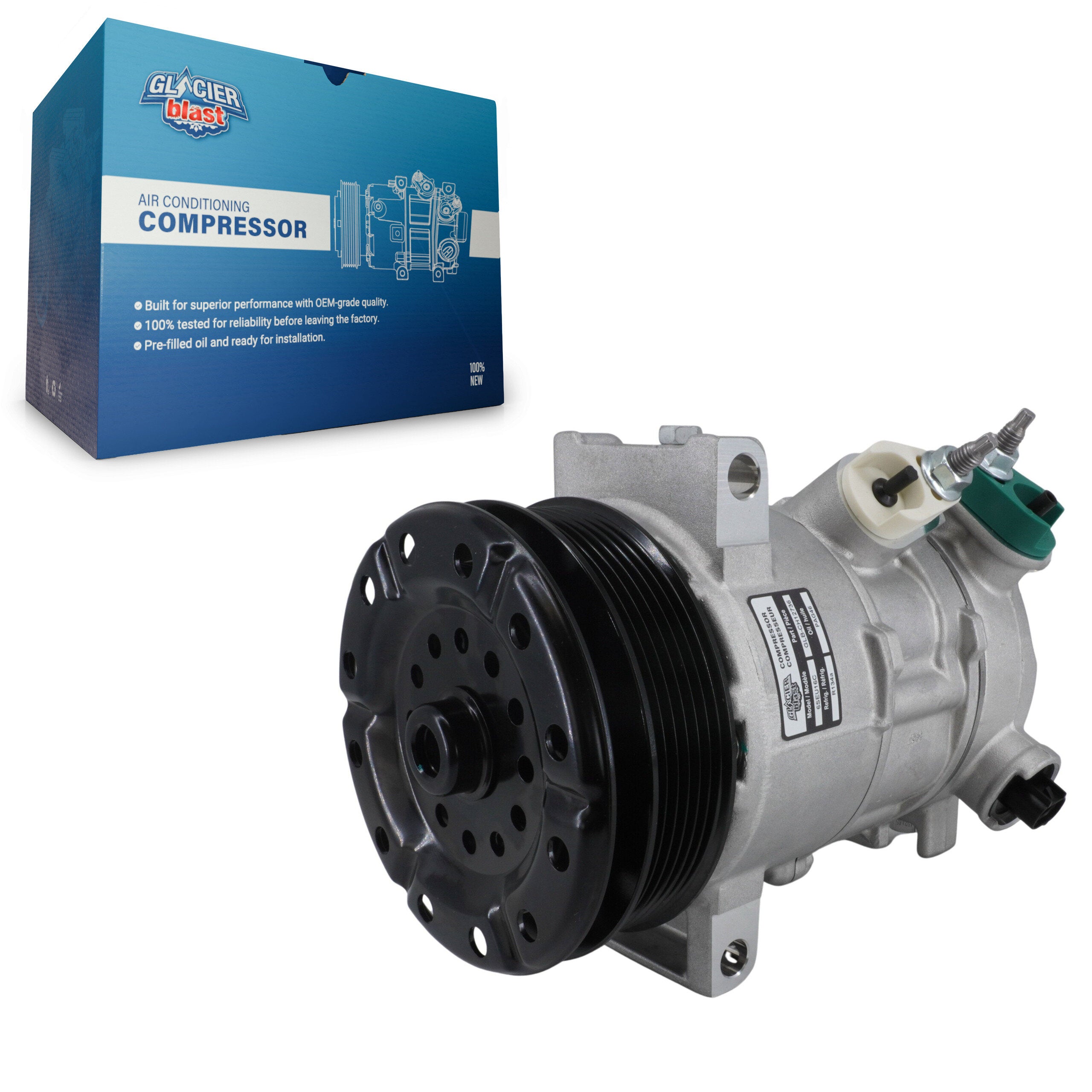 Glacier Blast GLB-CH12736 A/C Compressor for 2007-2020 Chrysler 200, Dodge Journey, Dodge Avenger - N/A