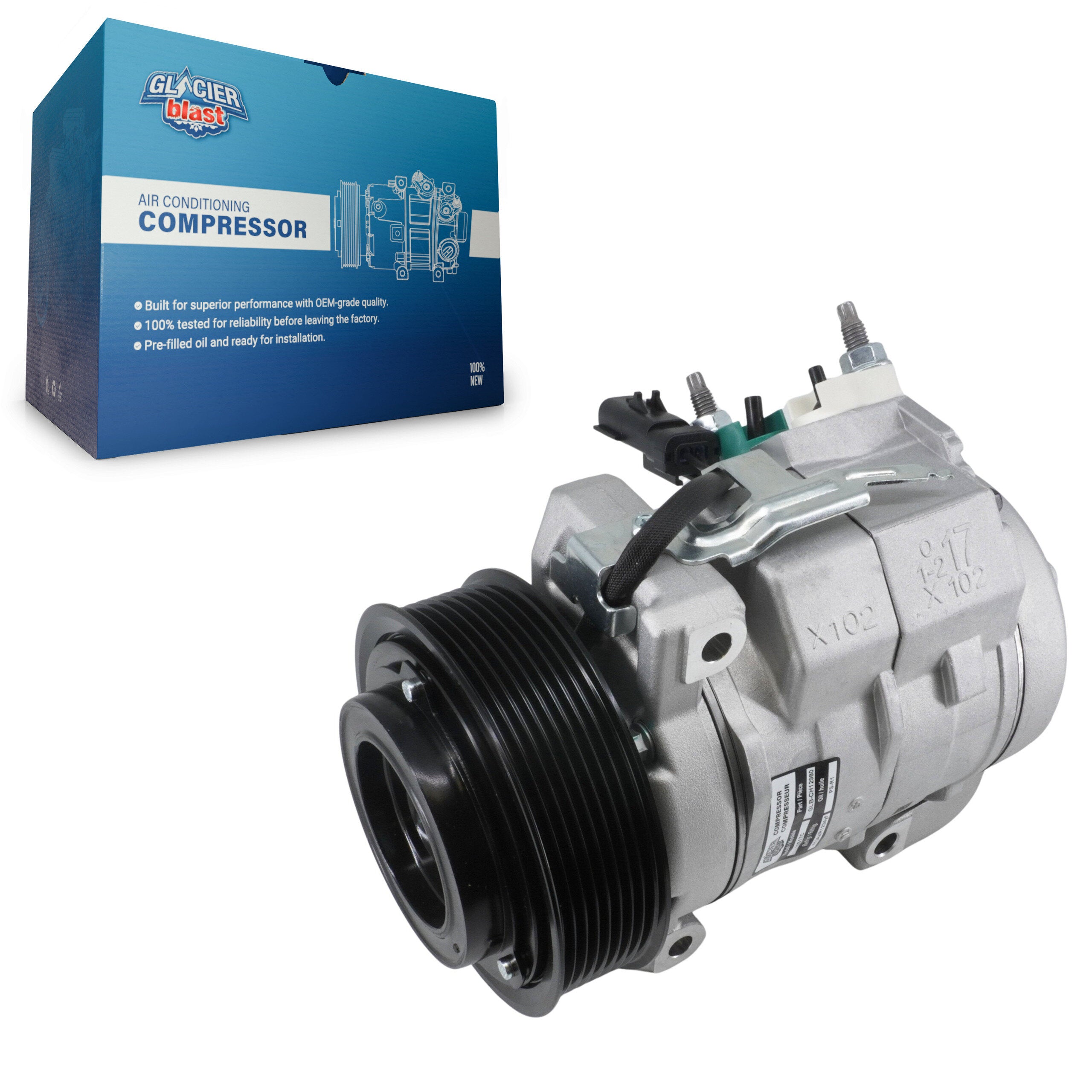 Glacier Blast GLB-CH12980 A/C Compressor for 2010-2025 Ram 2500, Ram 3500, Ram 4500 - N/A