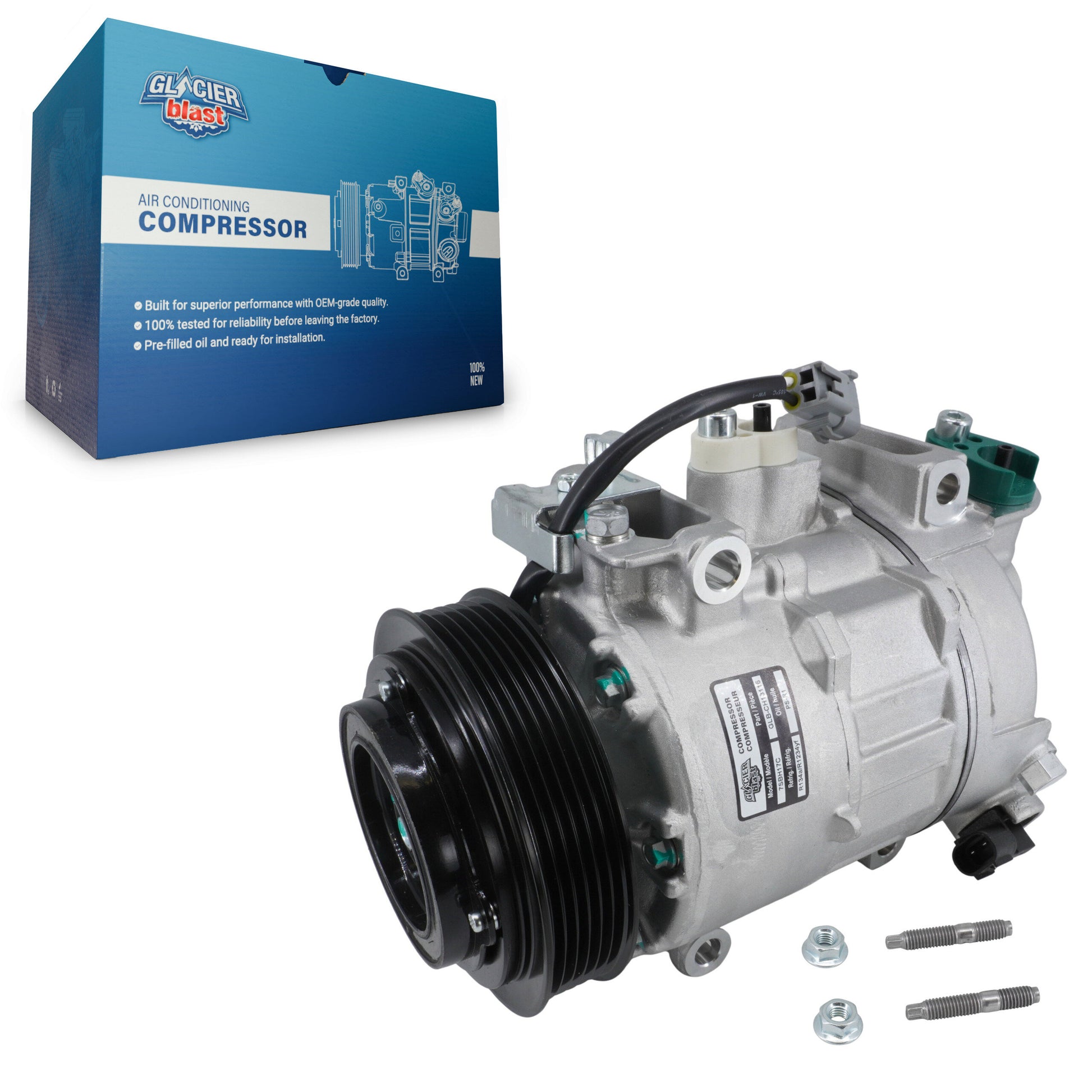 Glacier Blast GLB-CH13116 A/C Compressor for 2014-2023 Dodge Challenger, Chrysler 300, Dodge Charger - N/A