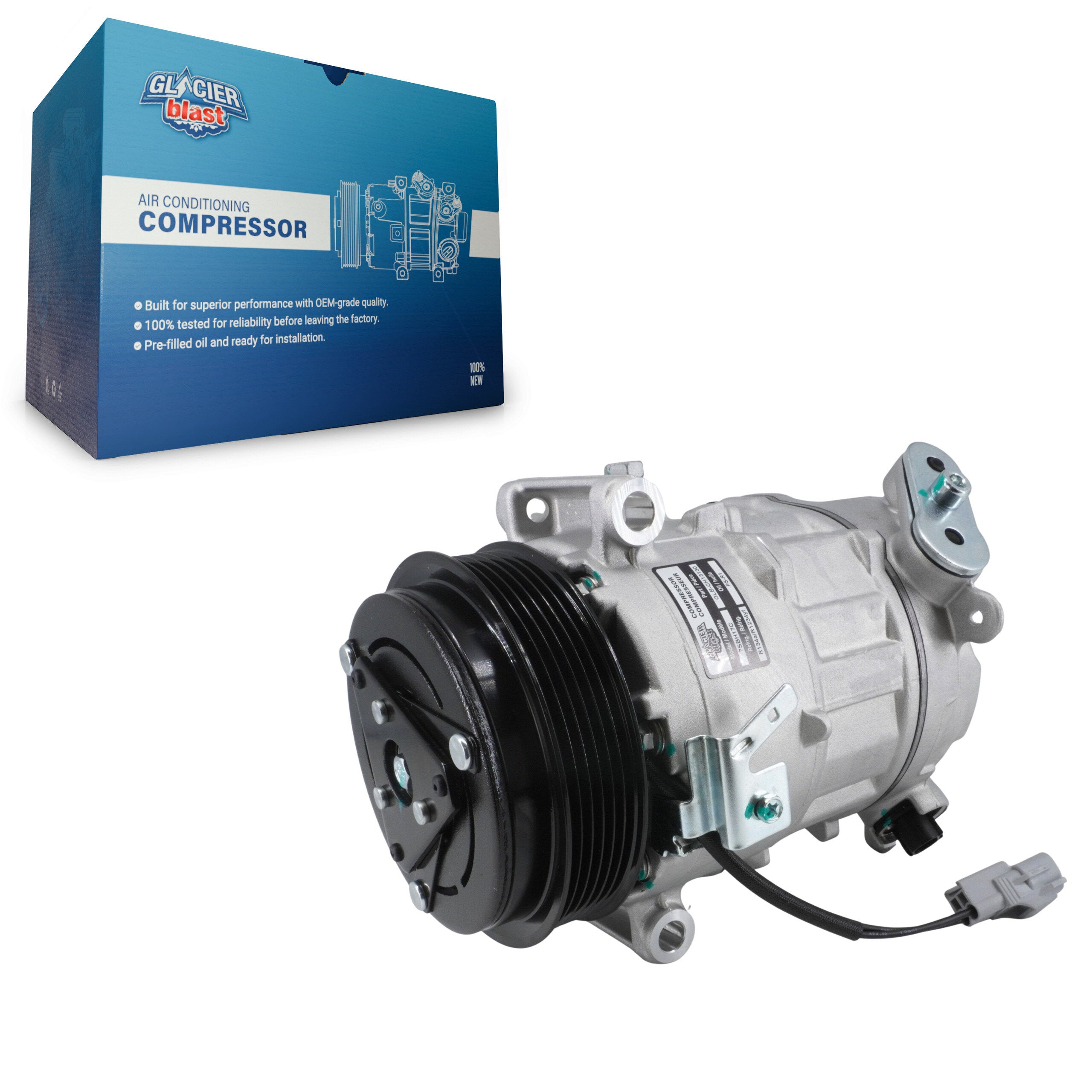 Glacier Blast GLB-CH13130 A/C Compressor for 2014-2023 Chrysler 200, Jeep Cherokee - N/A