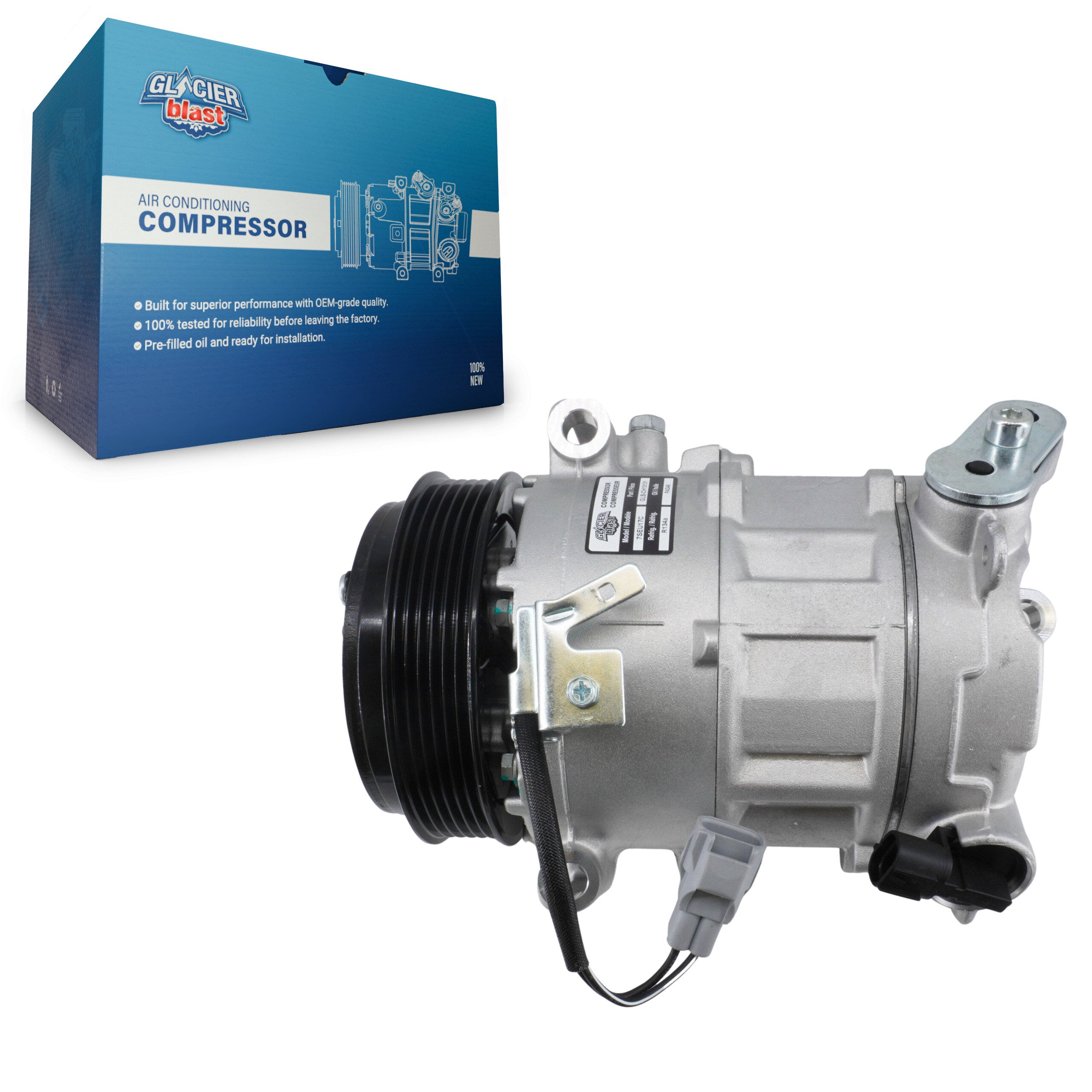 Glacier Blast GLB-CH13131 A/C Compressor for 2014-2022 Chrysler 200, Jeep Cherokee - N/A