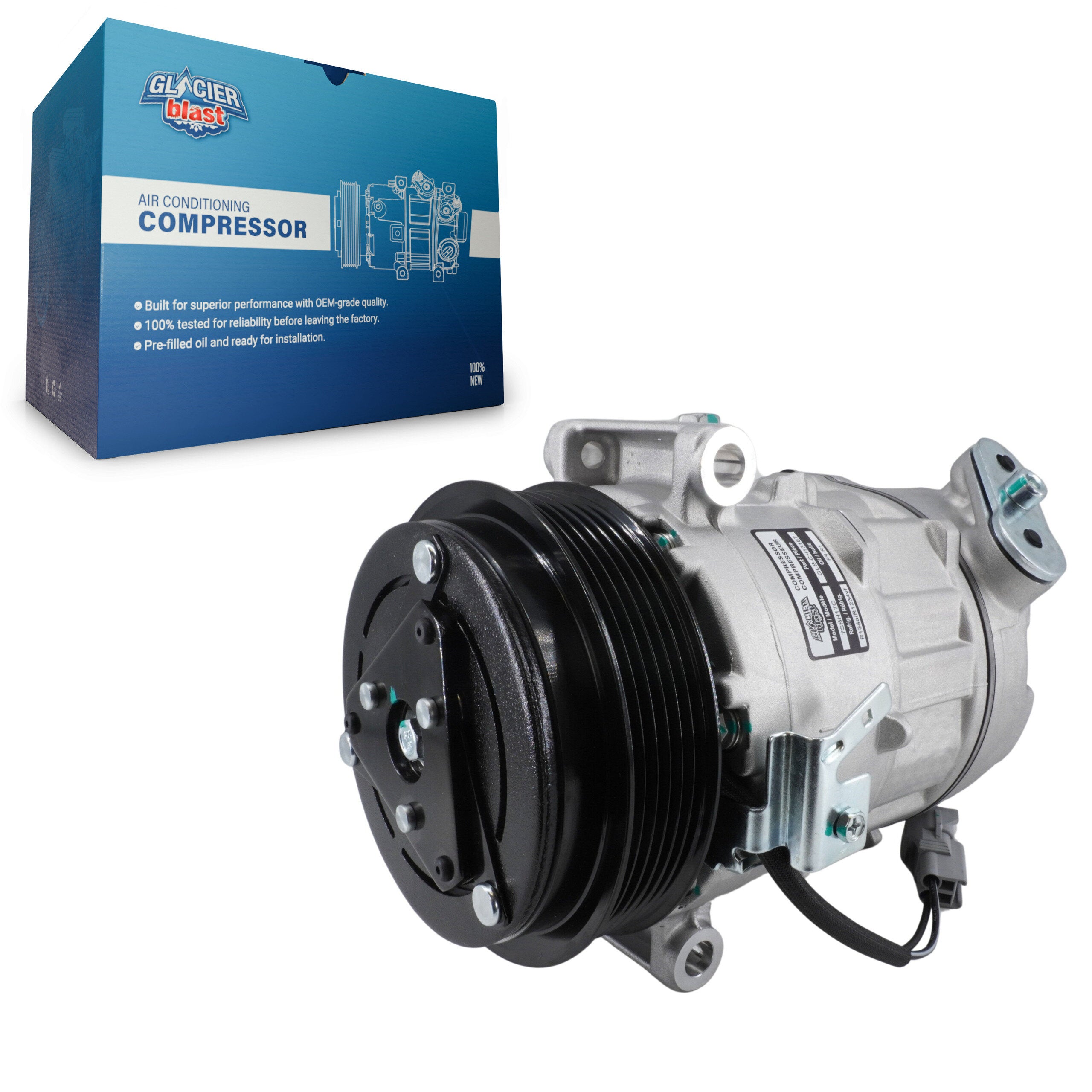 Glacier Blast GLB-CH13187 A/C Compressor for 2014-2024 Ram ProMaster 1500, Ram ProMaster 2500, Ram ProMaster 3500 - N/A