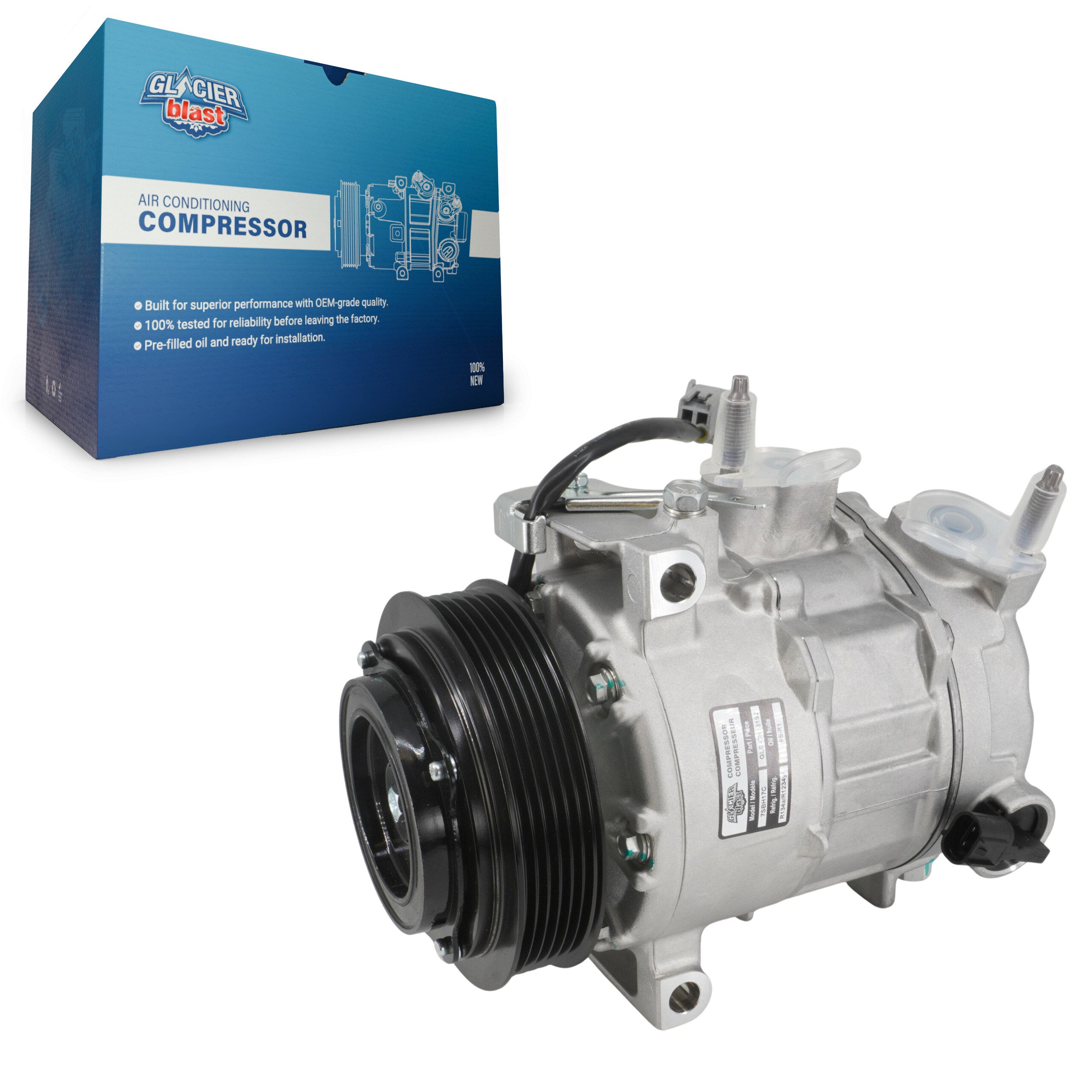 Glacier Blast GLB-CH13192 A/C Compressor for 2014-2024 Chrysler 300, Ram 1500, Dodge Challenger - N/A