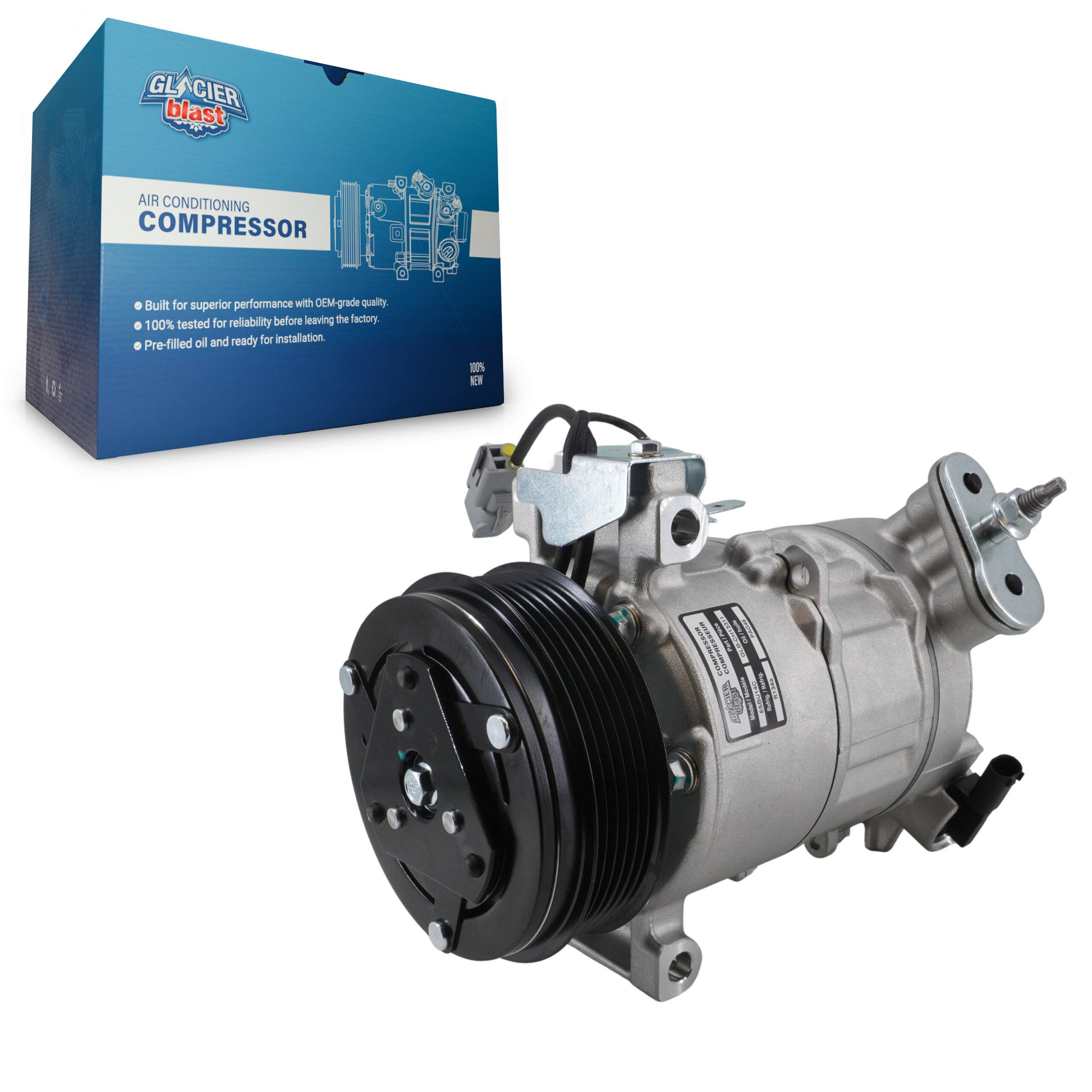 Glacier Blast GLB-CH13311 A/C Compressor for 2015-2021 Fiat 500X, Jeep Renegade - N/A
