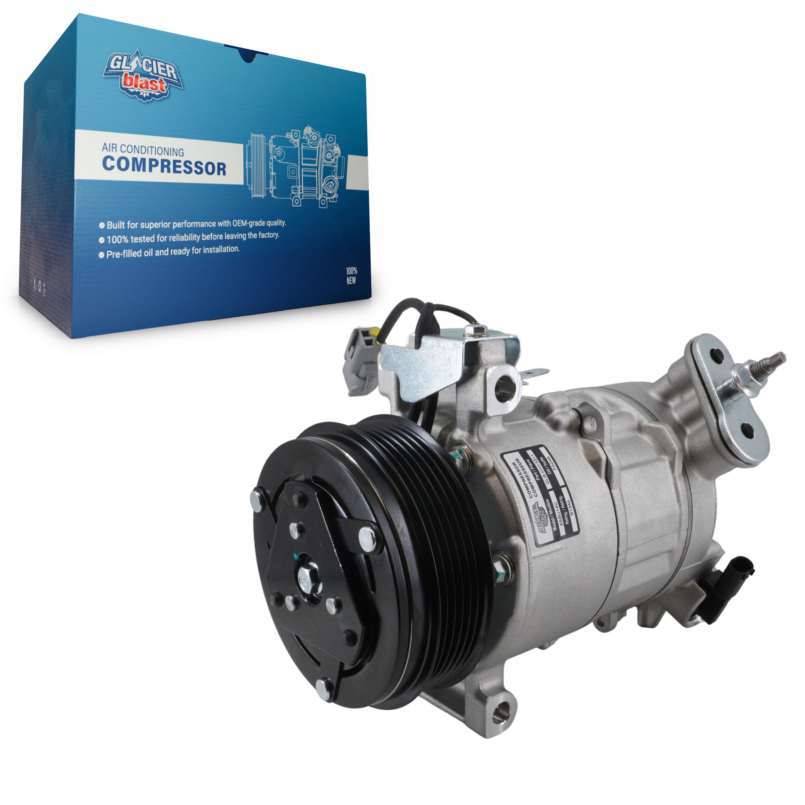 Glacier Blast GLB-CH13311 A/C Compressor for 2015-2021 Fiat 500X, Jeep Renegade - N/A